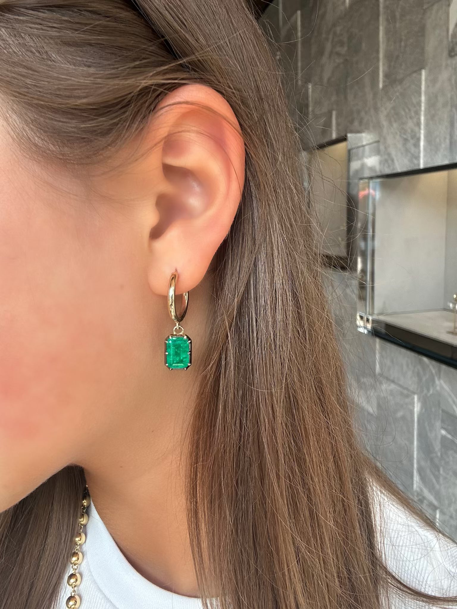 Lab Grown Emerald Drop Earrings
