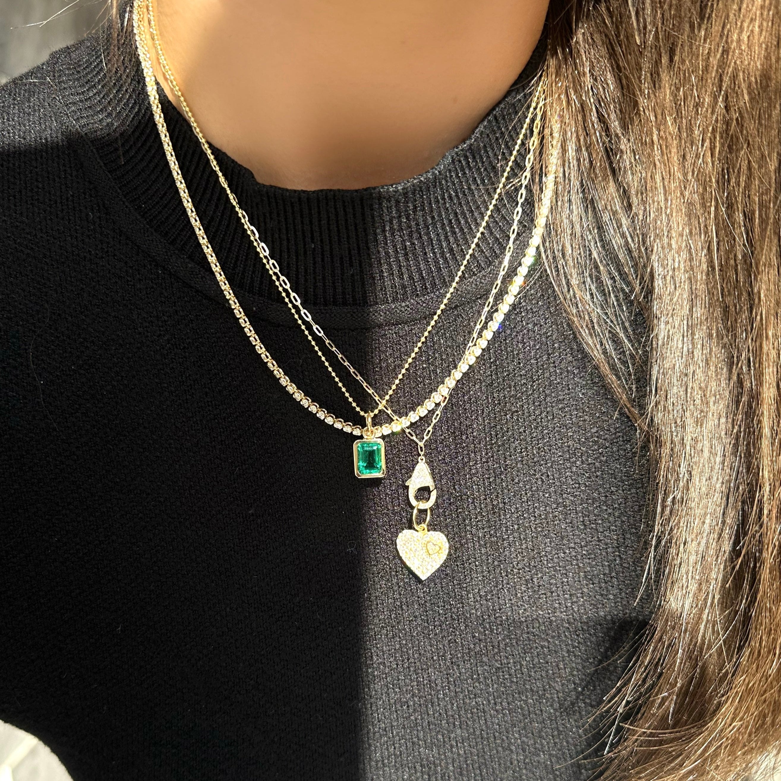 BEZEL LAB GROWN GREEN EMERALD CHARM