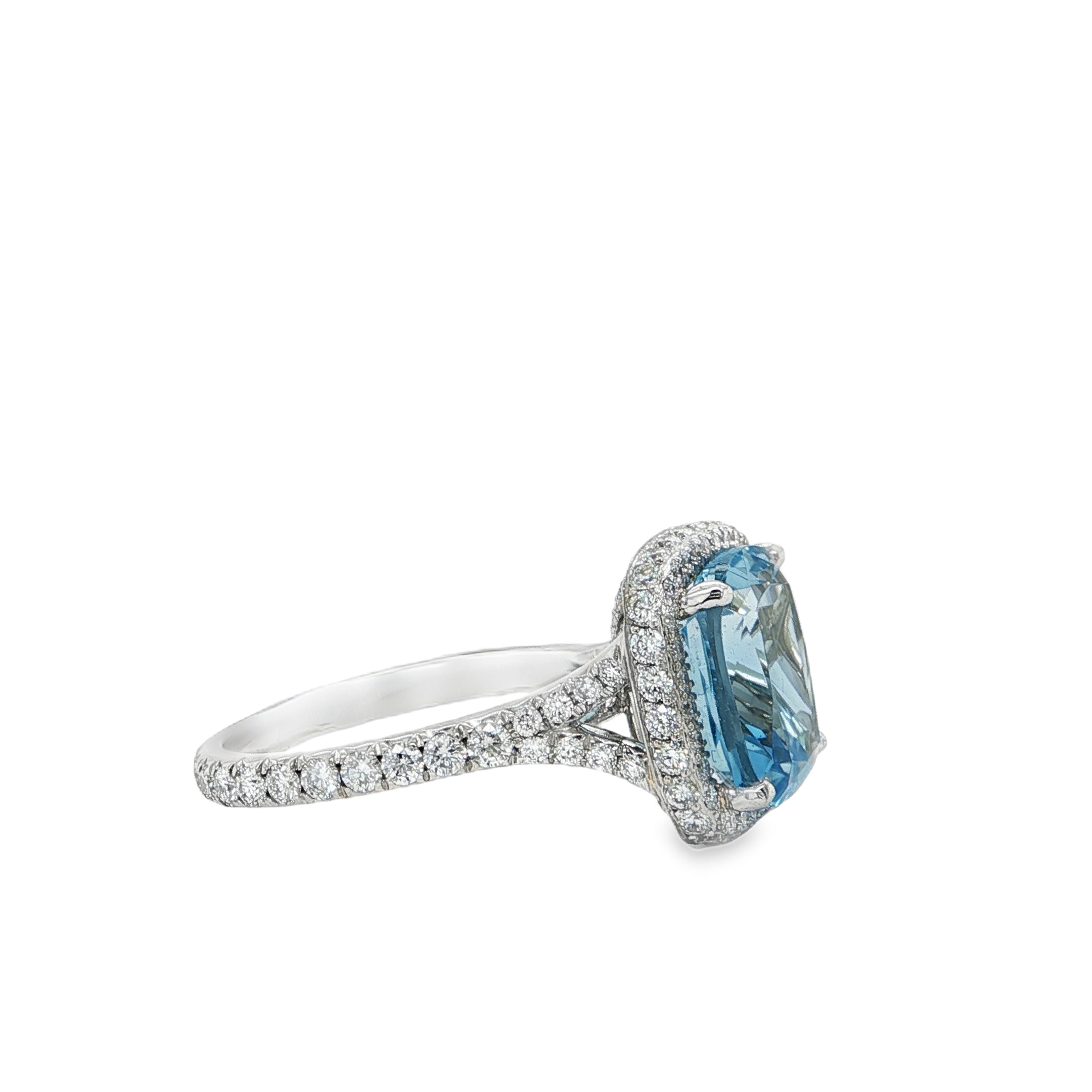 CUSHION-CUT BLUE TOPAZ & DIAMOND RING