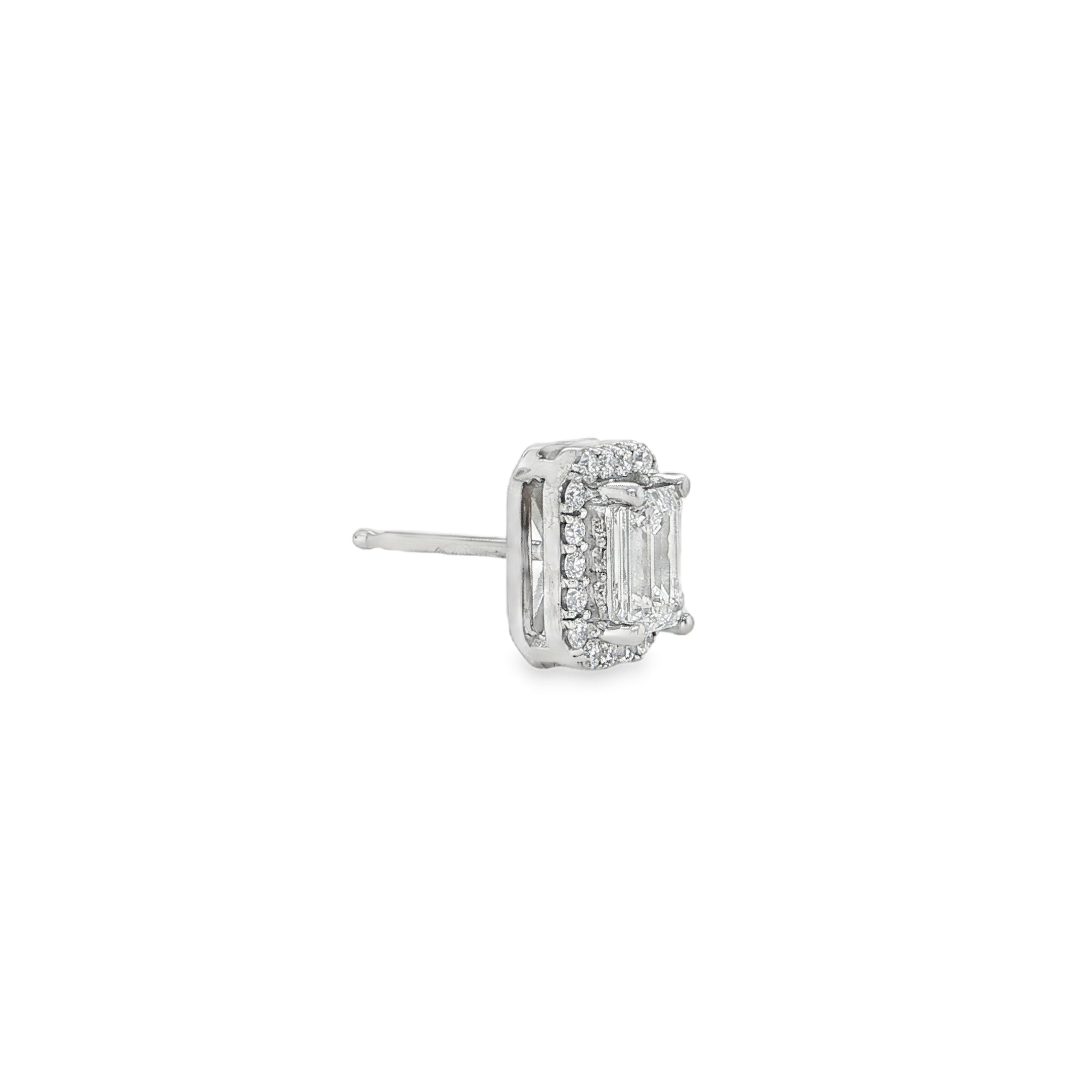 LAB EMERALD CUT DIAMOND & HALO STUDS