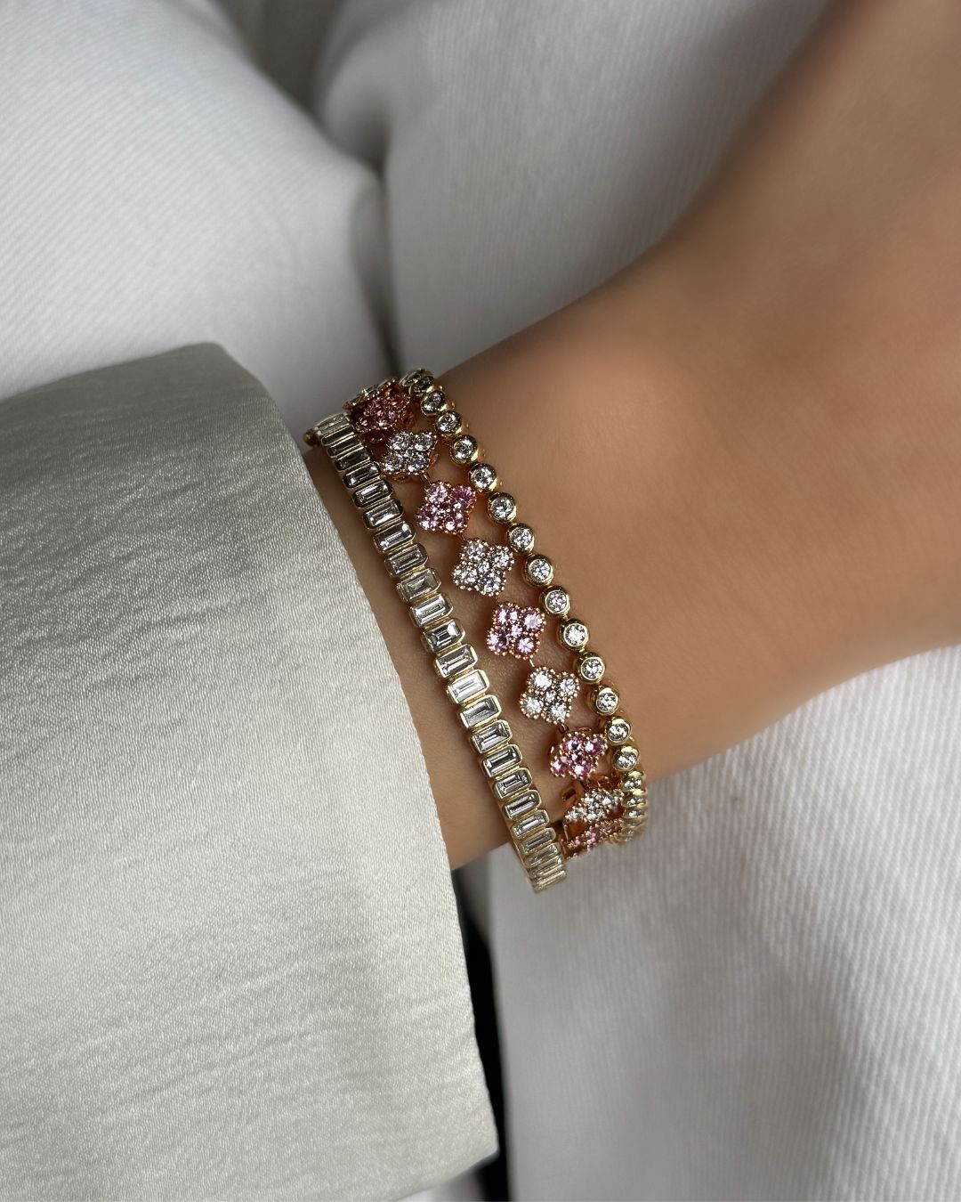PINK SAPPHIRE & DIAMOND FLOWER BRACELET