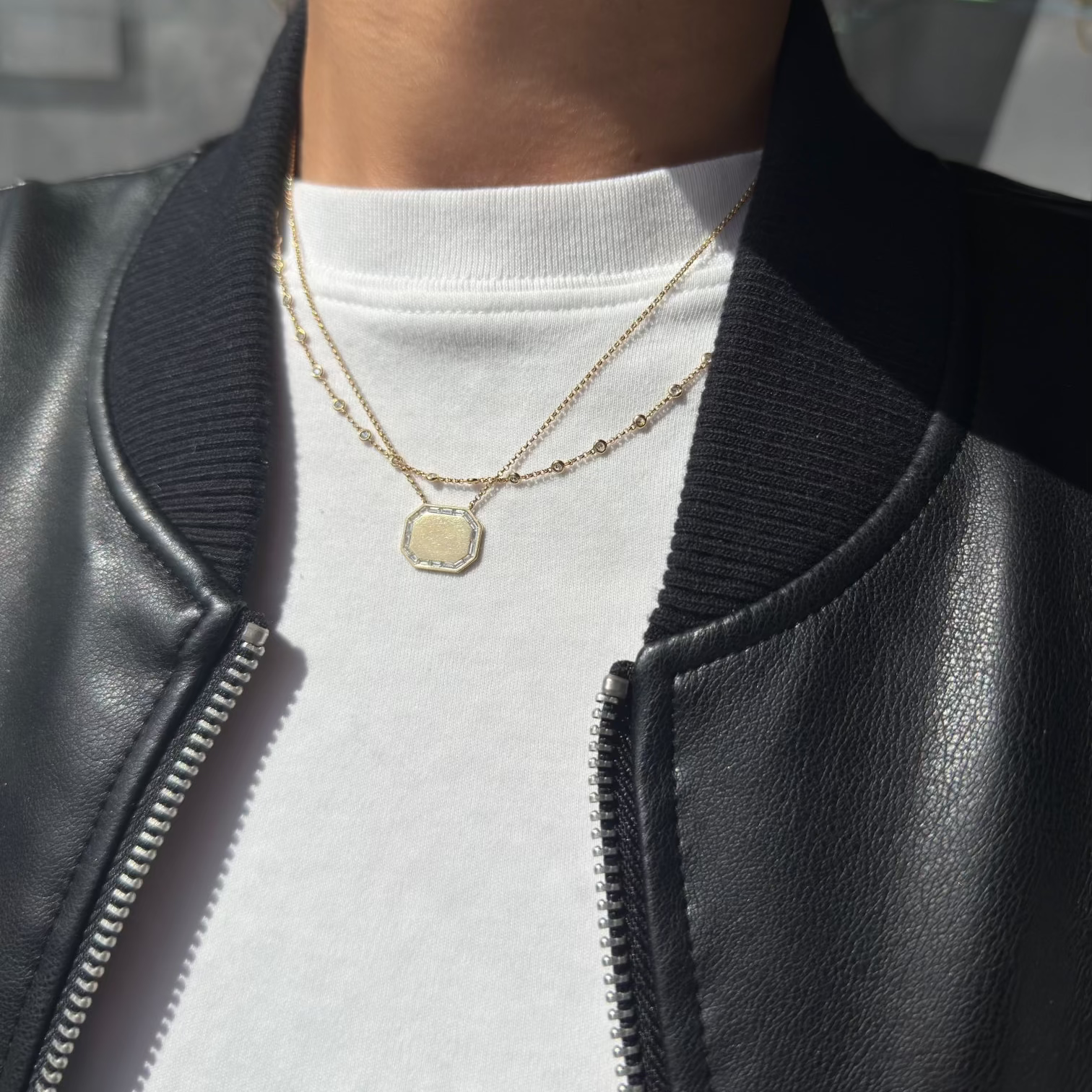 BAGUETTE DIAMOND PLATE NECKLACE