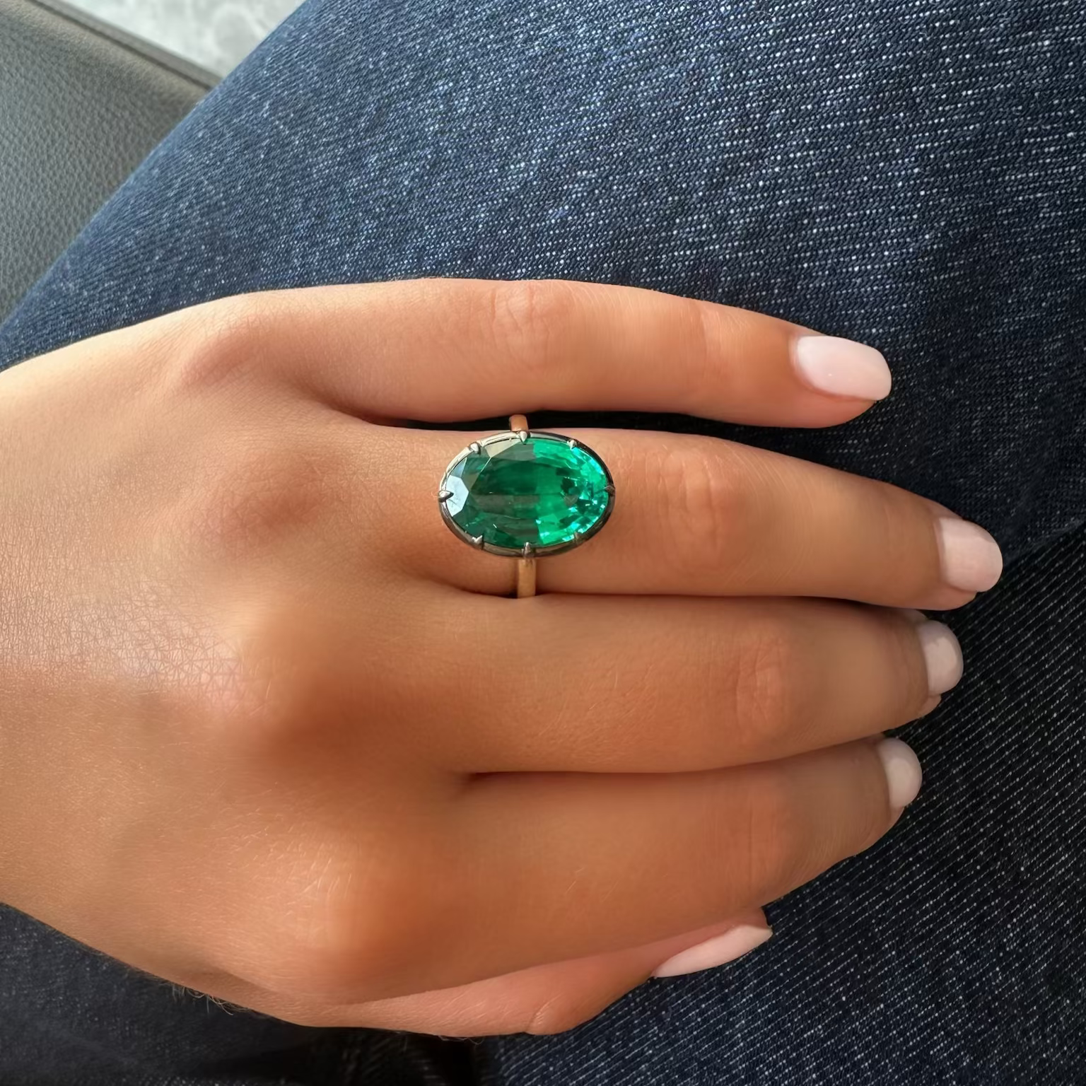 Lab Grown Emerald Oval Ring