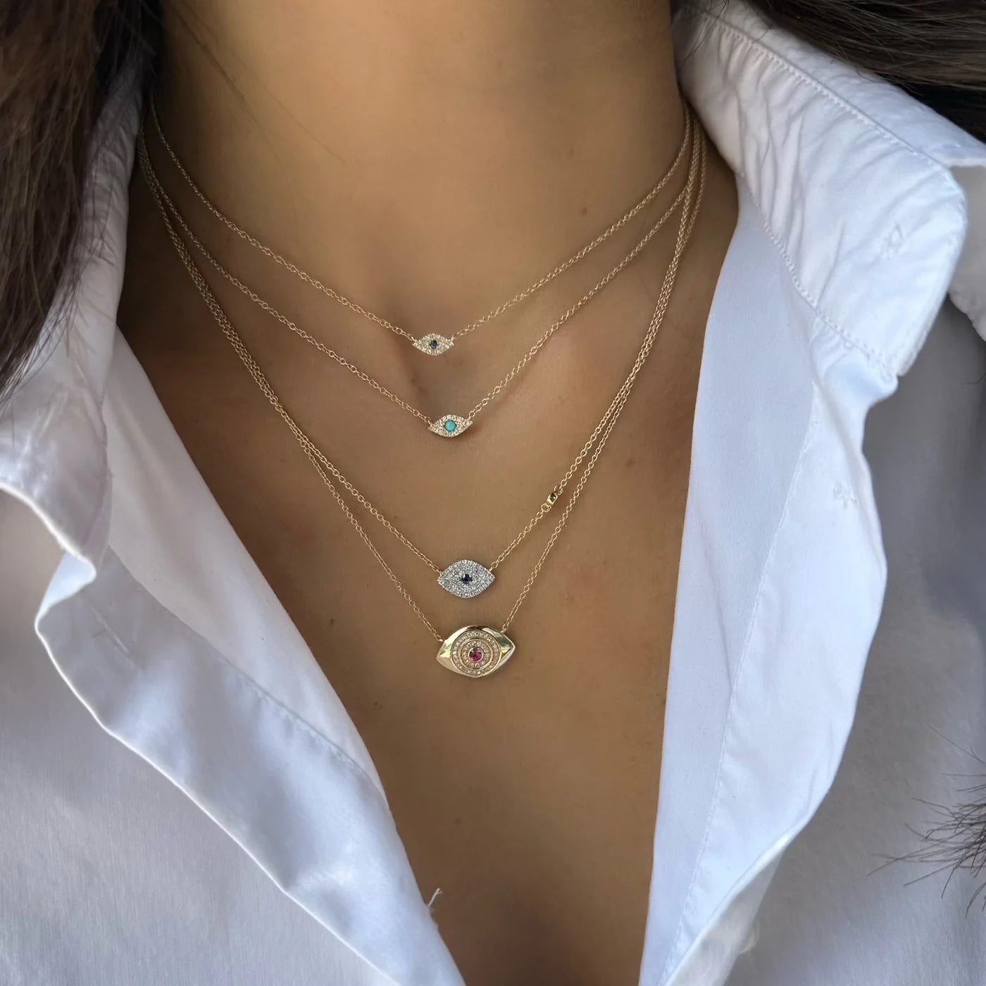 MINI DIAMOND & SAPPHIRE EVIL EYE NECKLACE