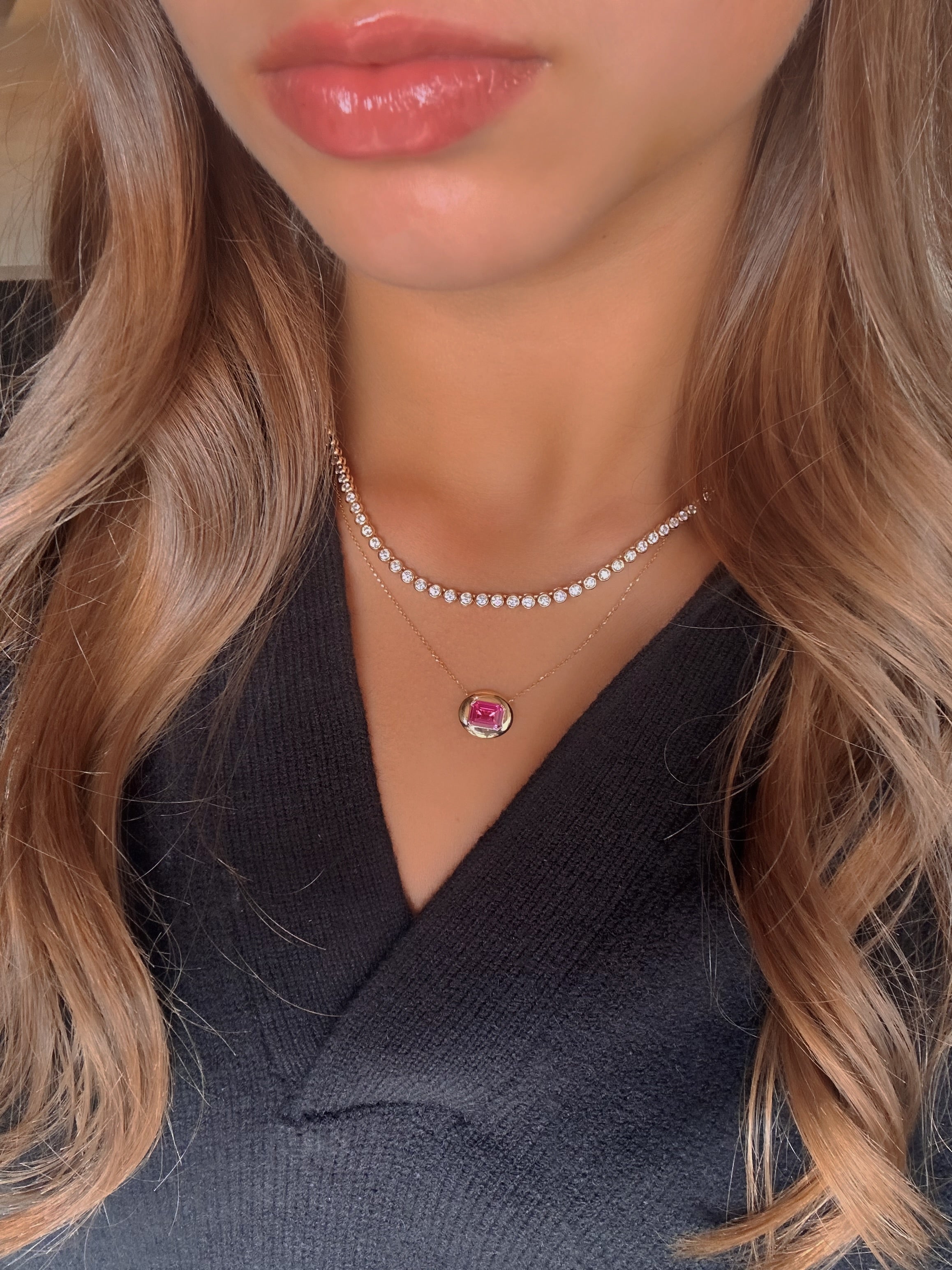 Pink Tourmaline Bubble Necklace