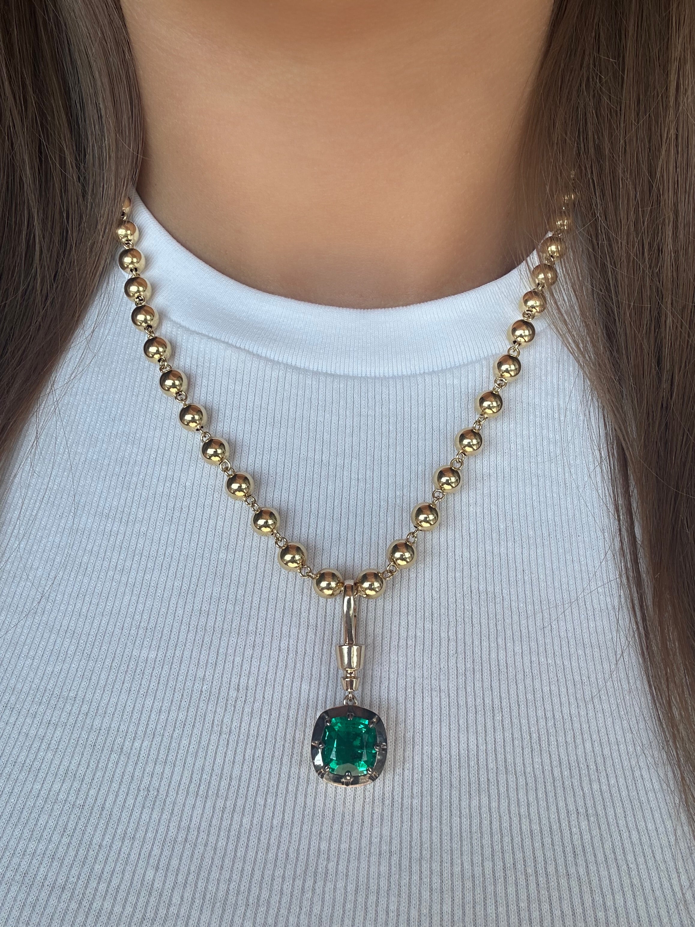 Lab Grown Emerald Charm