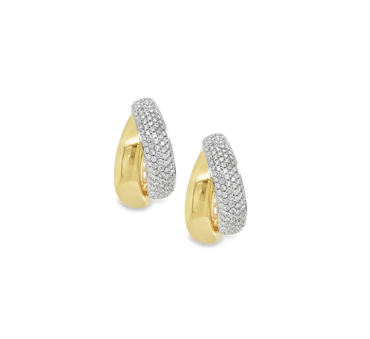 DIAMOND & GOLD CROSS OVER EARRINGS