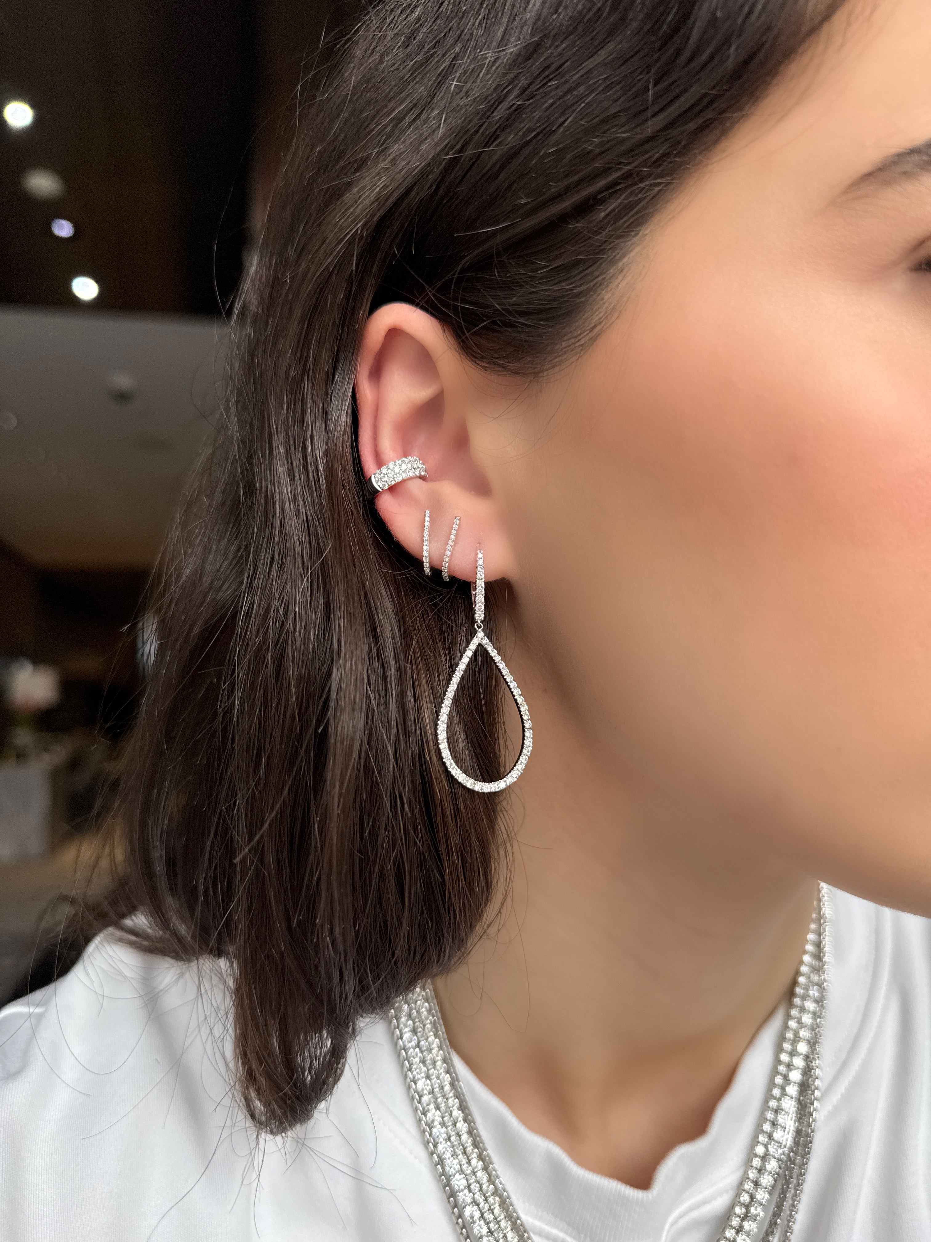 DIAMOND TEARDROP DROP EARRINGS