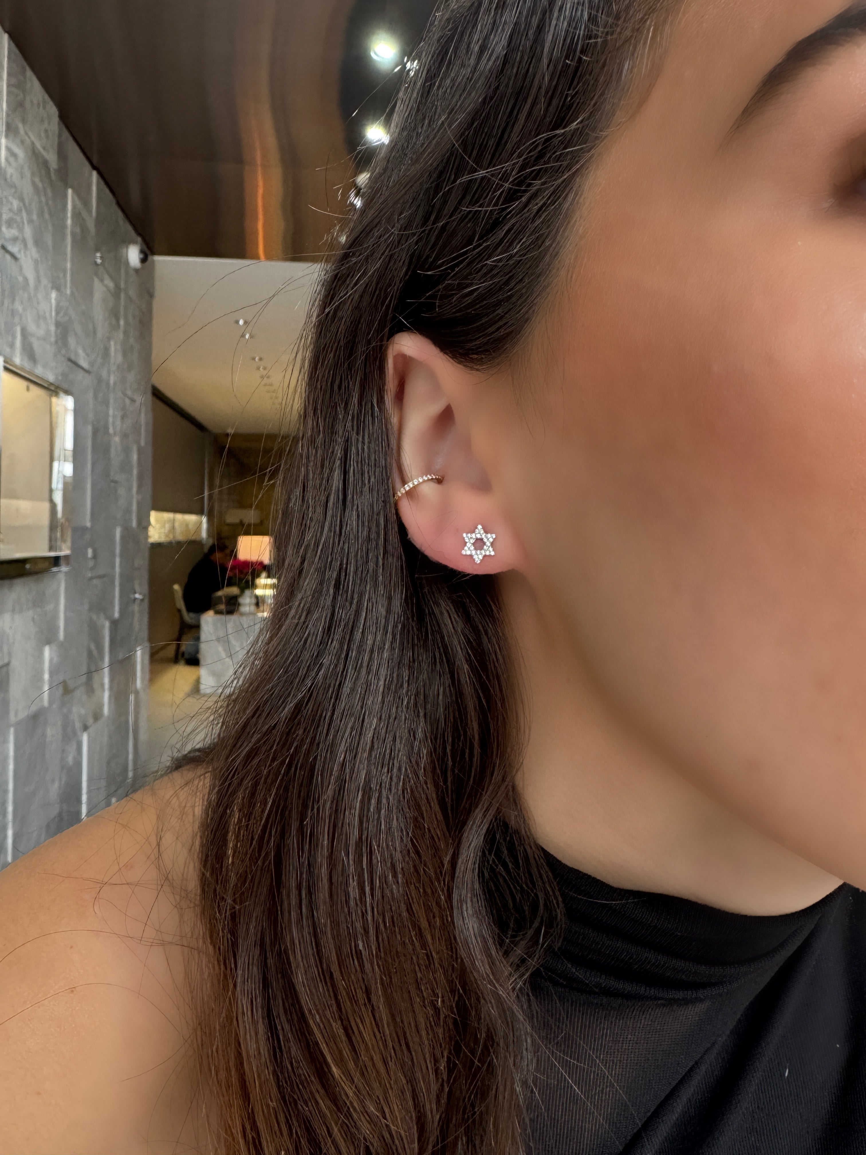 DIAMOND STAR OF DAVID STUDS