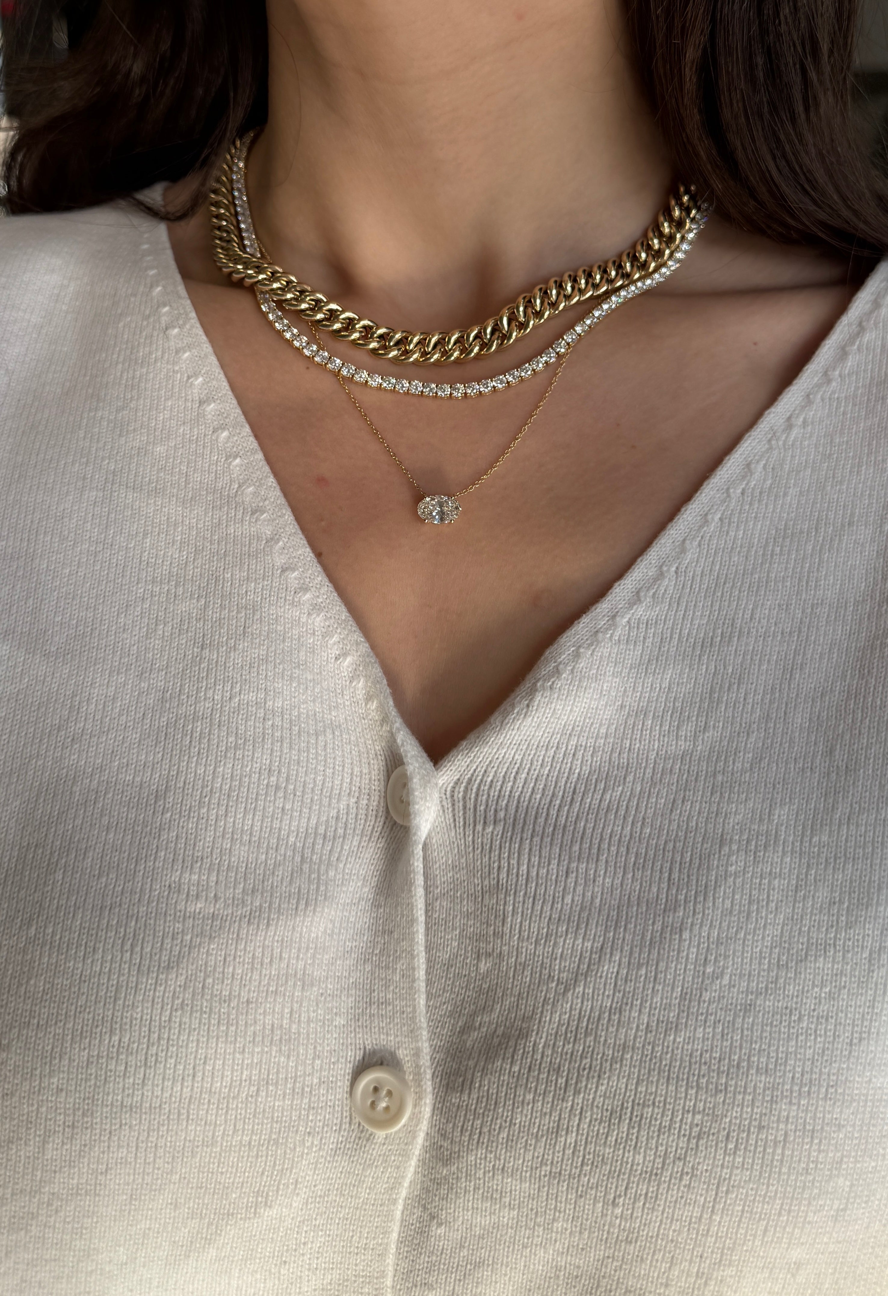 LAB OVAL DIAMOND SOLITAIRE NECKLACE