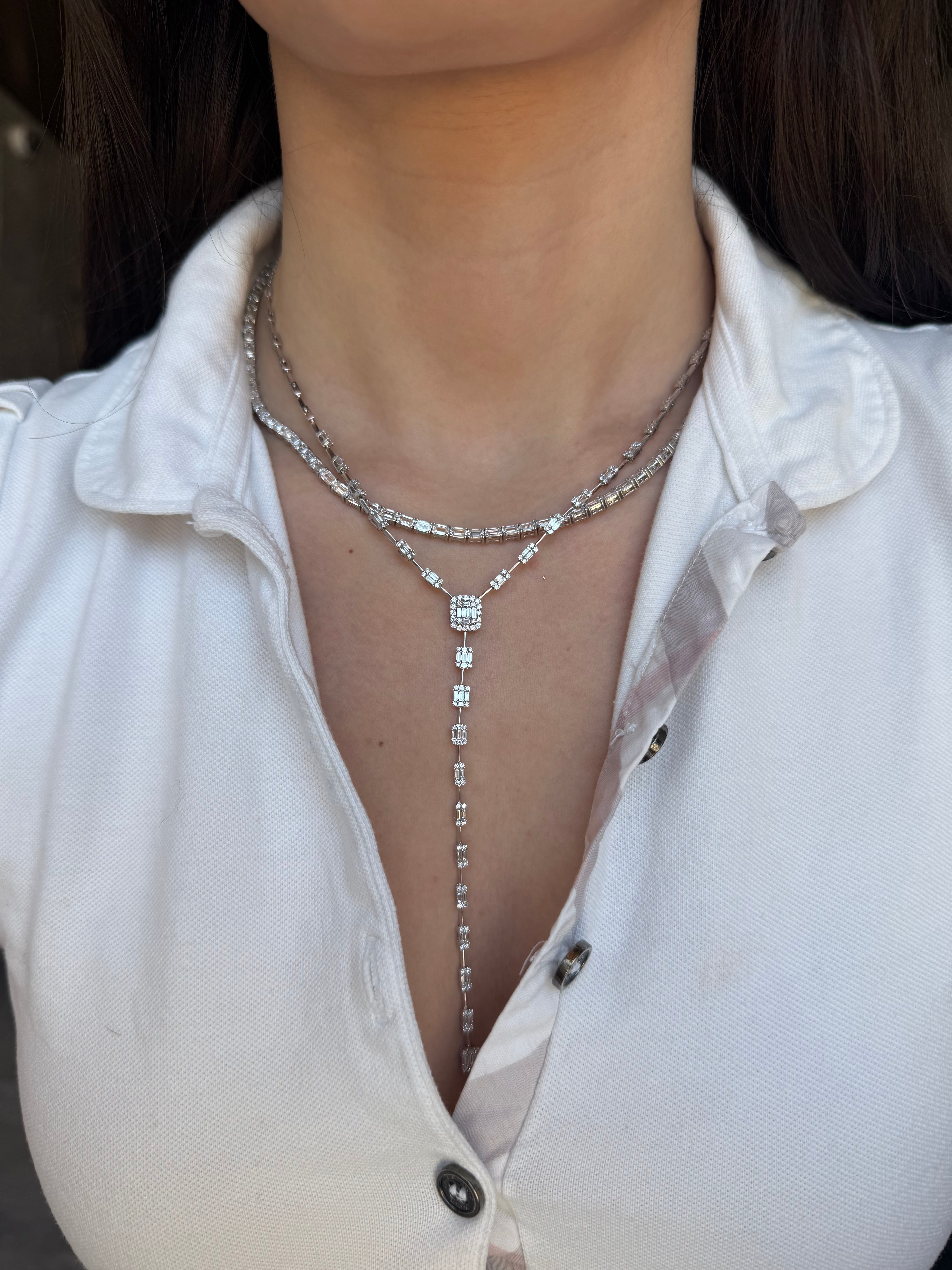 Baguette Diamond Lariat Necklace