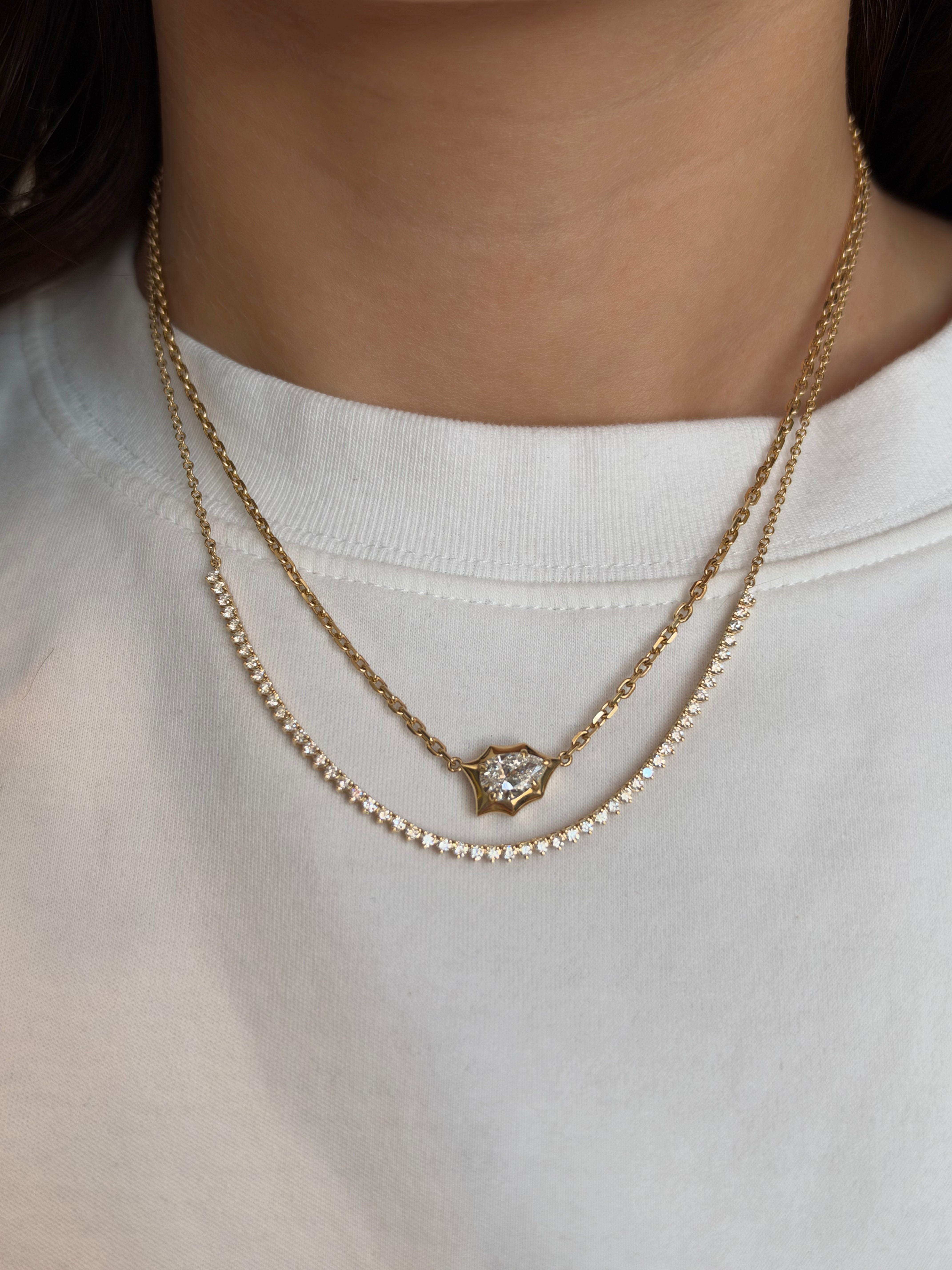 3 CLAW DIAMOND SECTION NECKLACE