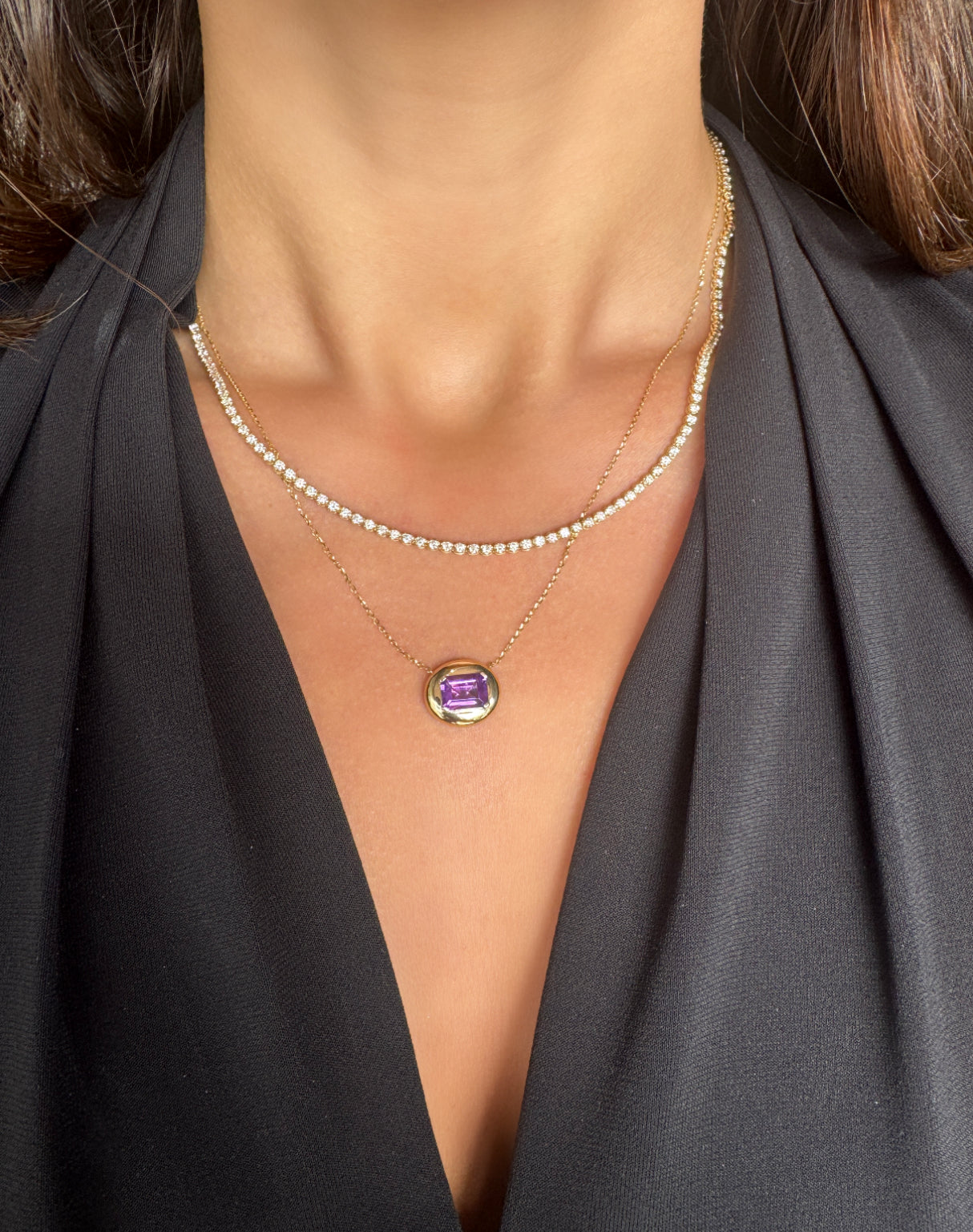 Purple Amethyst Bubble Necklace