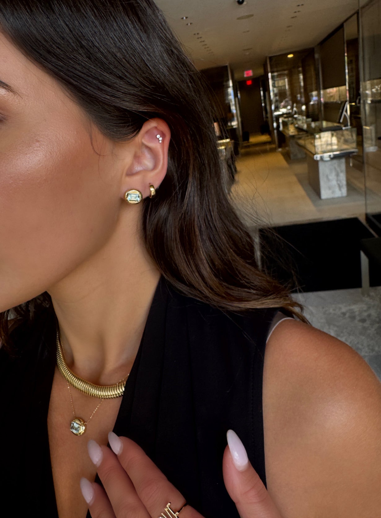 Aquamarine Bubble Studs