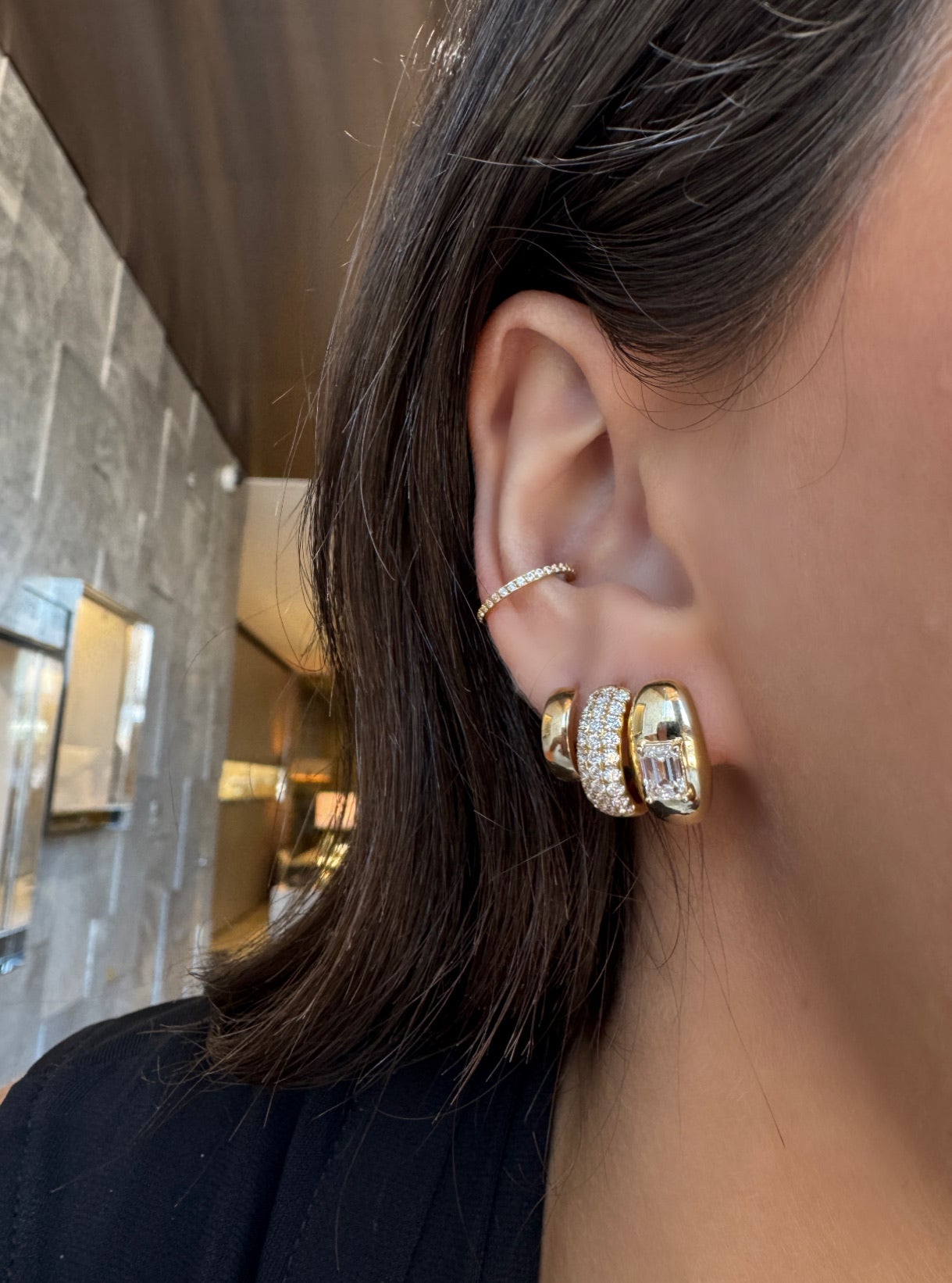 Lab Diamond Elongated Bubble Studs