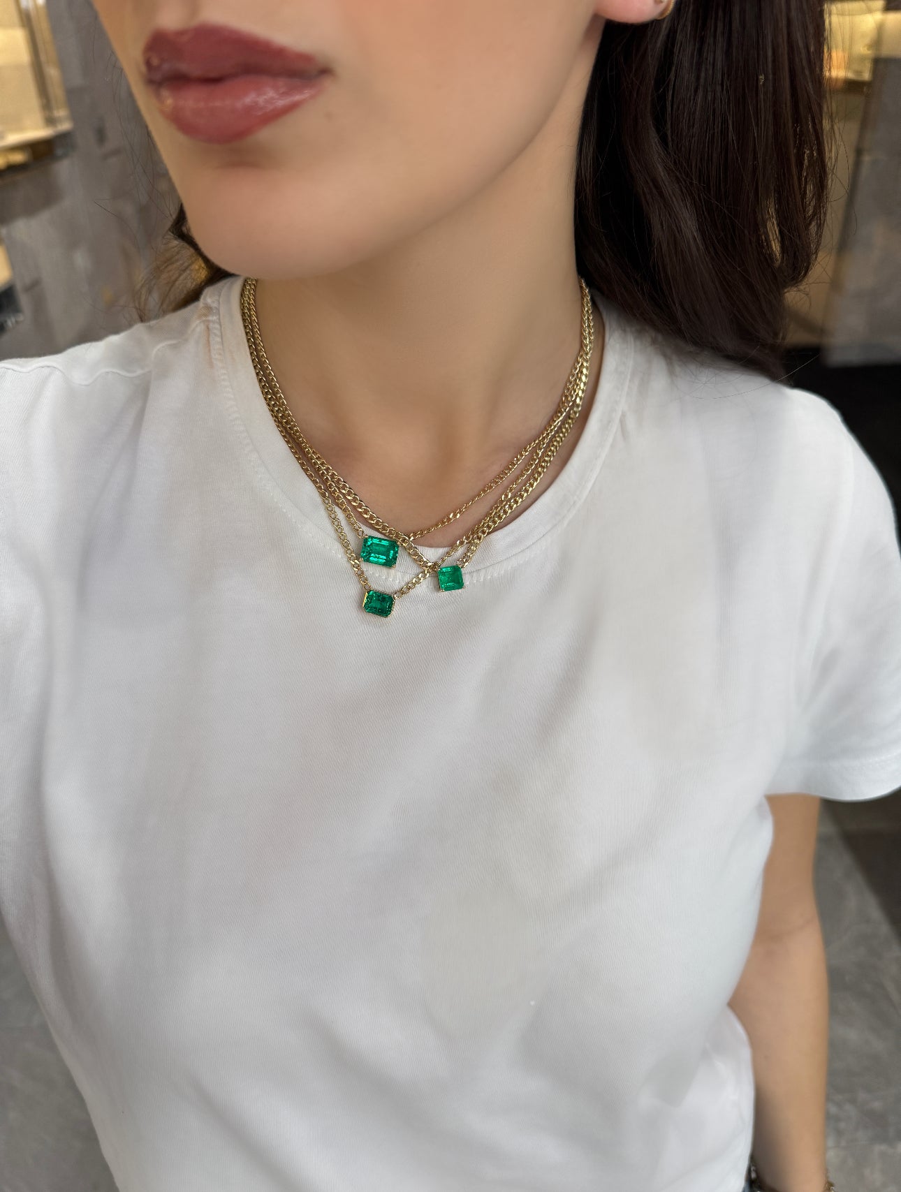 LAB EMERALD SOLITAIRE NECKLACE