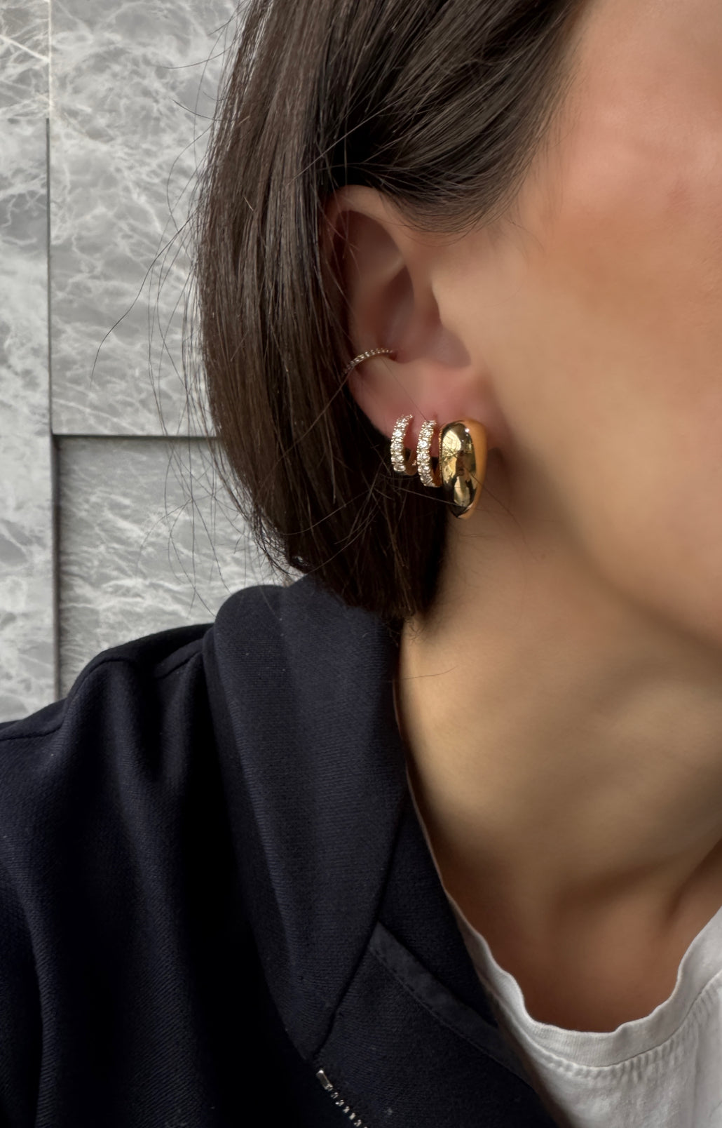 DOME HALF HOOP EARRINGS