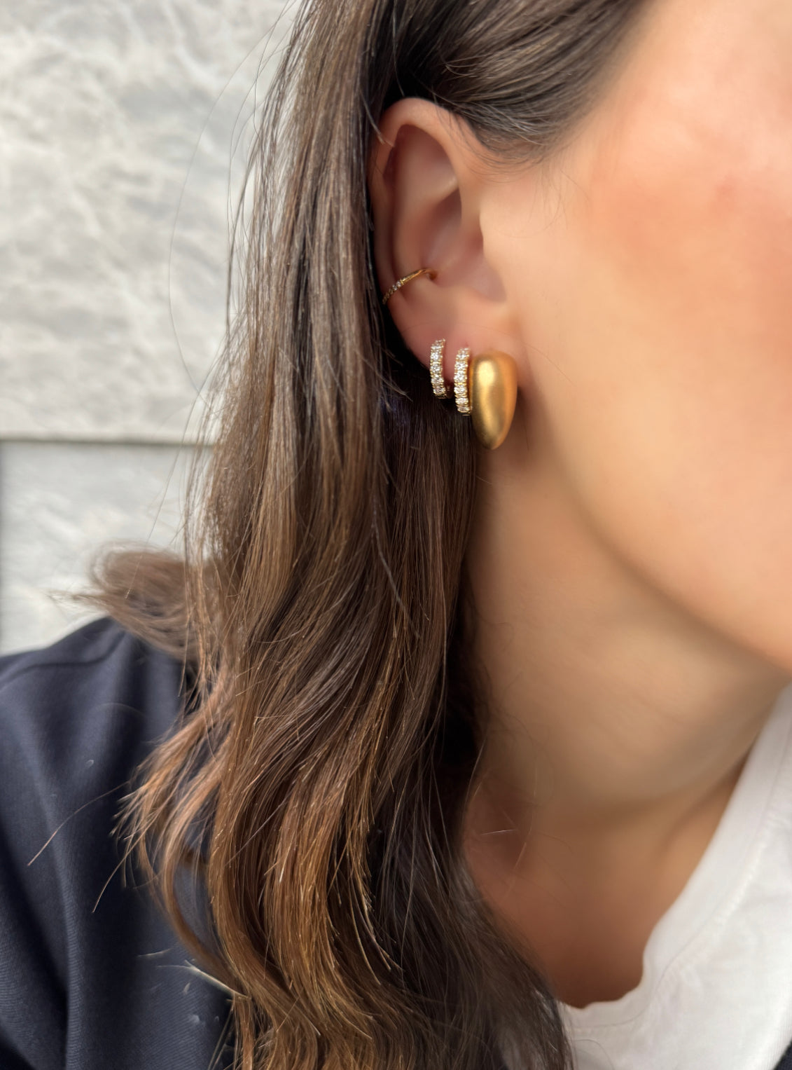 MATTE DOME HALF HOOP EARRINGS