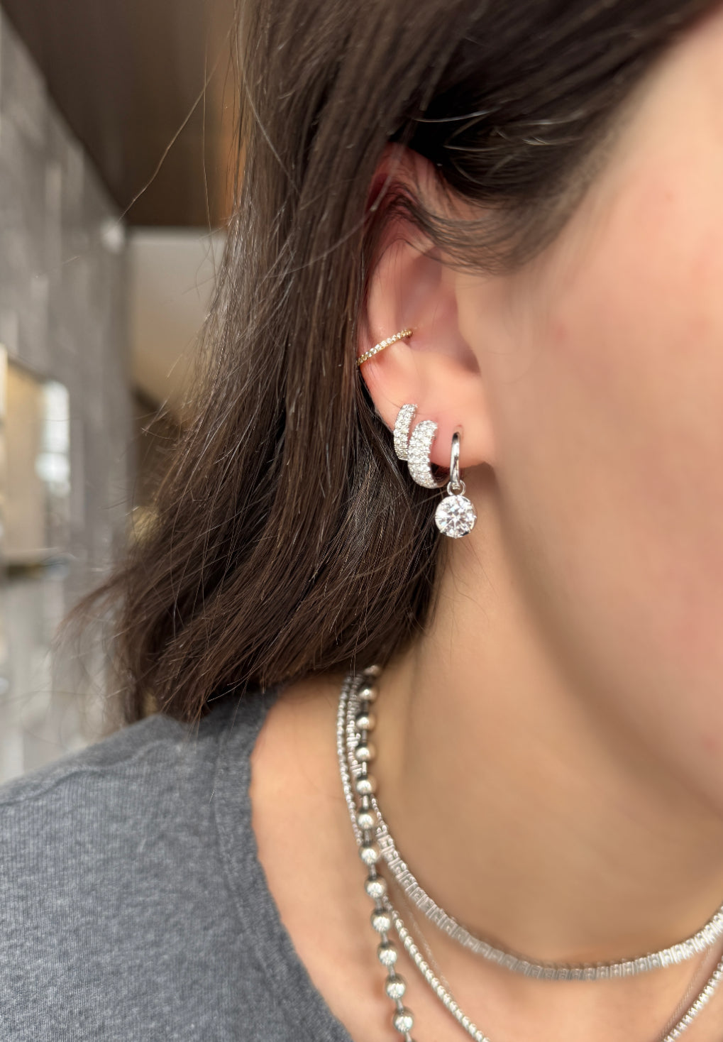 LAB ROUND DIAMOND DROP EARRINGS