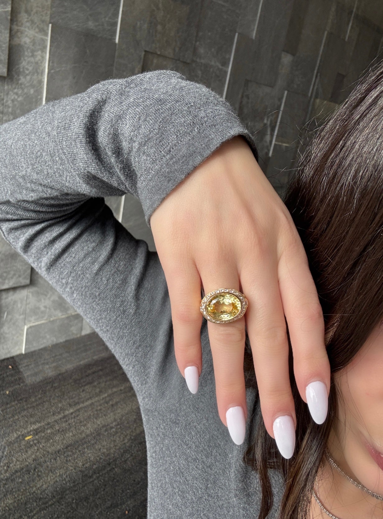 YELLOW SAPPHIRE & DIAMOND STATEMENT RING