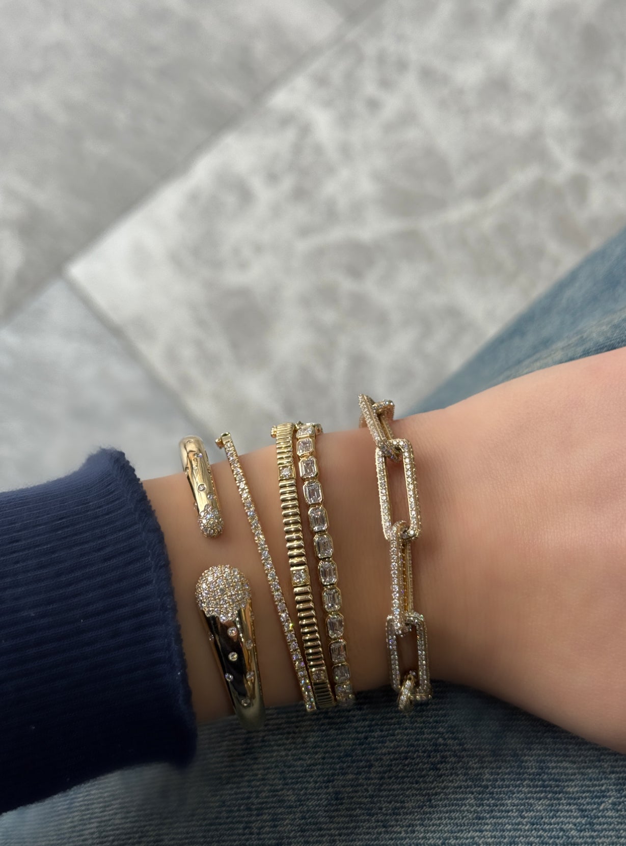 DIAMOND DOME OPEN BANGLE