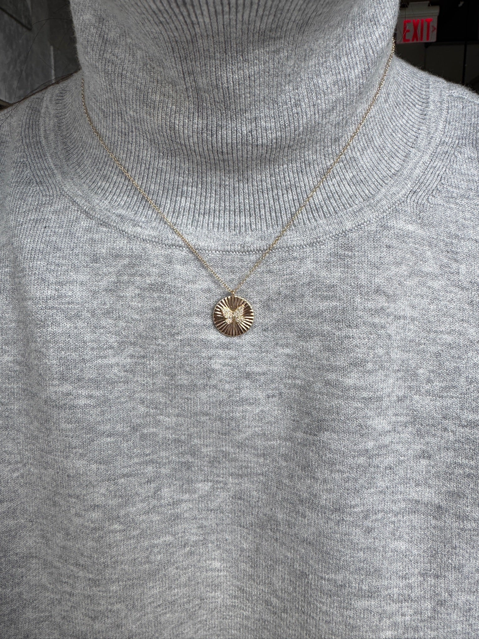 Diamond Butterfly Charm Necklace
