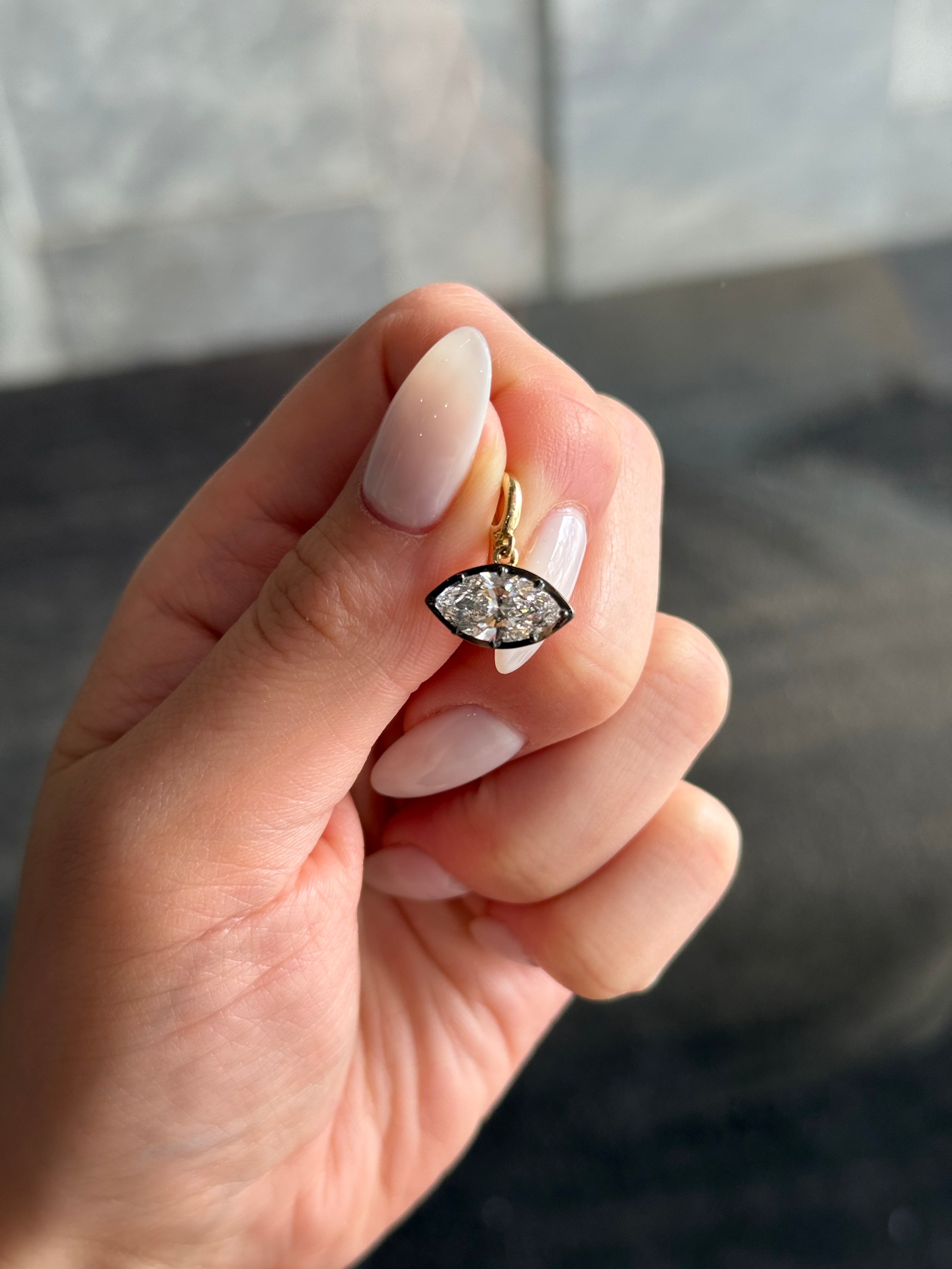MARQUISE SHAPED LAB DIAMOND CHARM