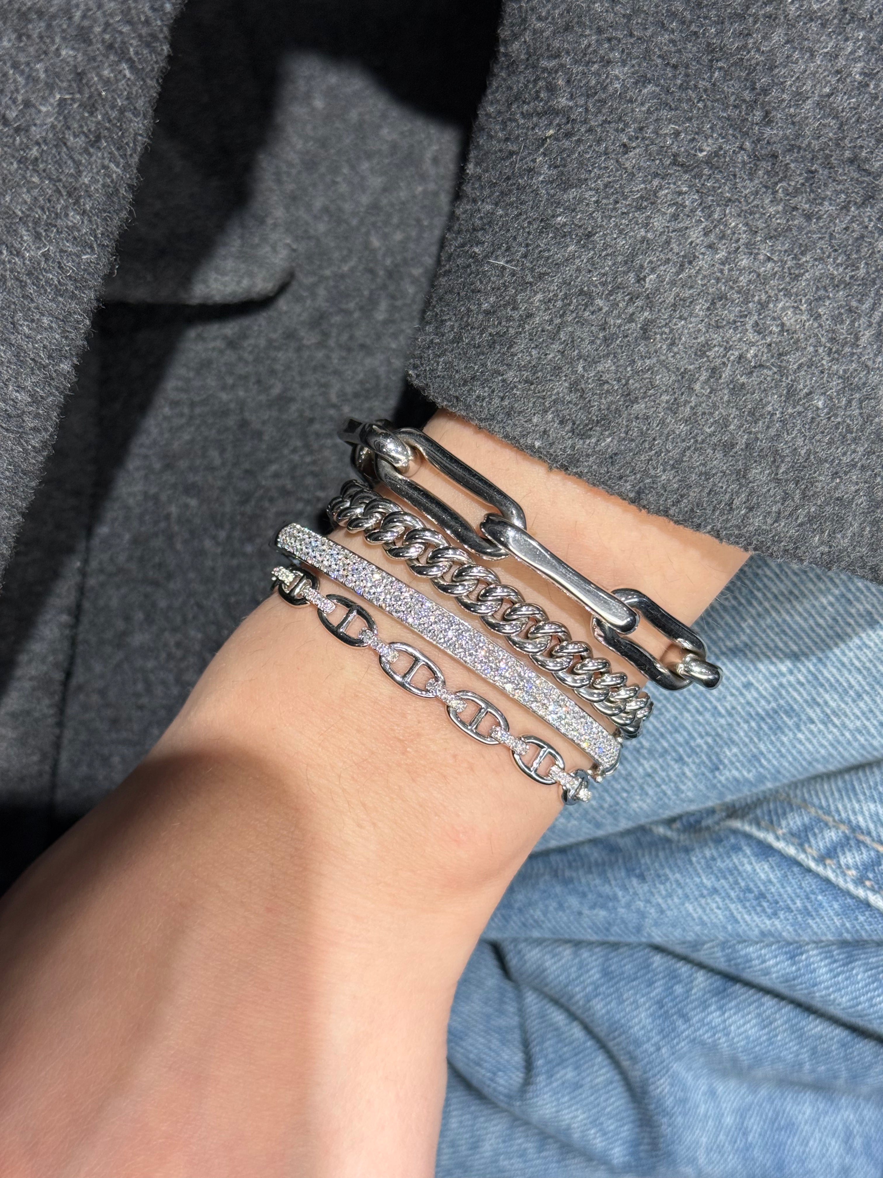 SPLIT OVAL AND DIAMOND LINK BRACELET