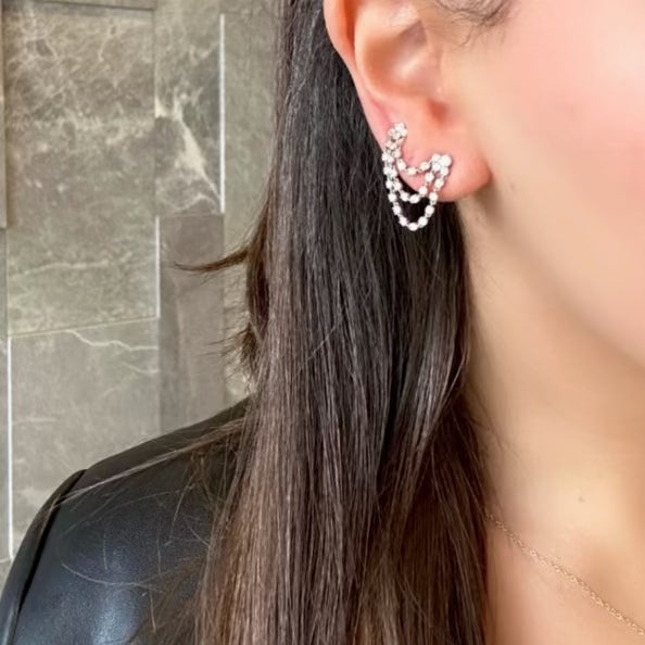 TRIPLE CHAIN LINK SINGLE EARRING