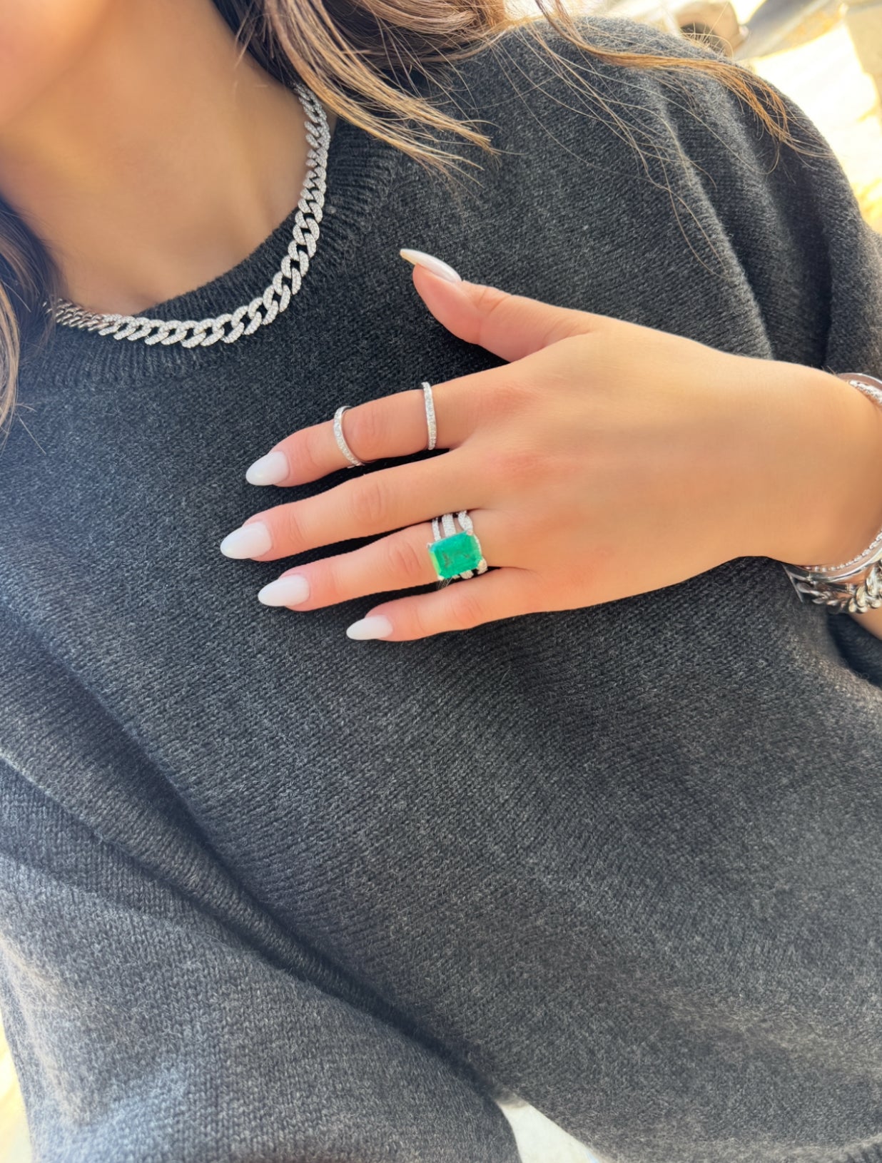 Lab Emerald & Diamond Ring