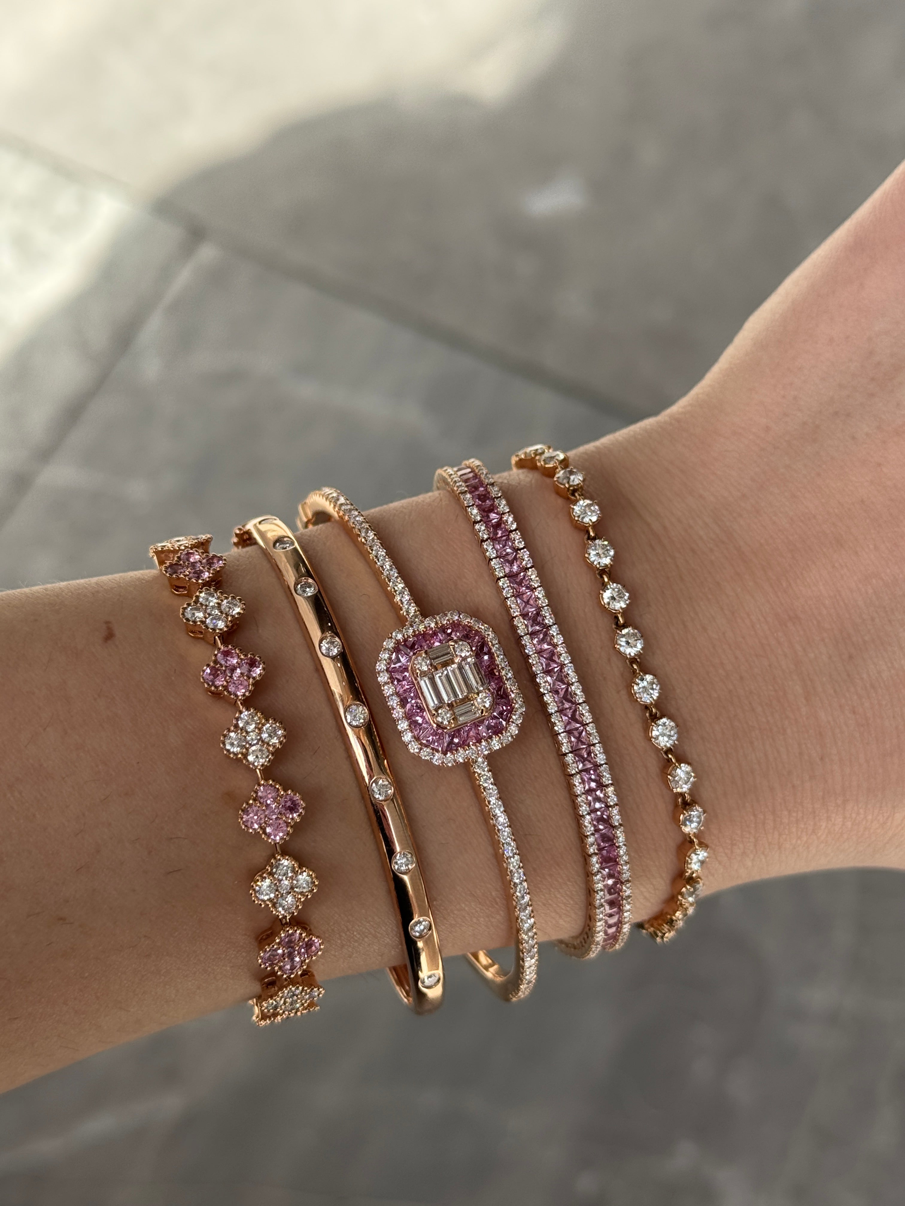 PINK SAPPHIRE & DIAMOND FLOWER BRACELET