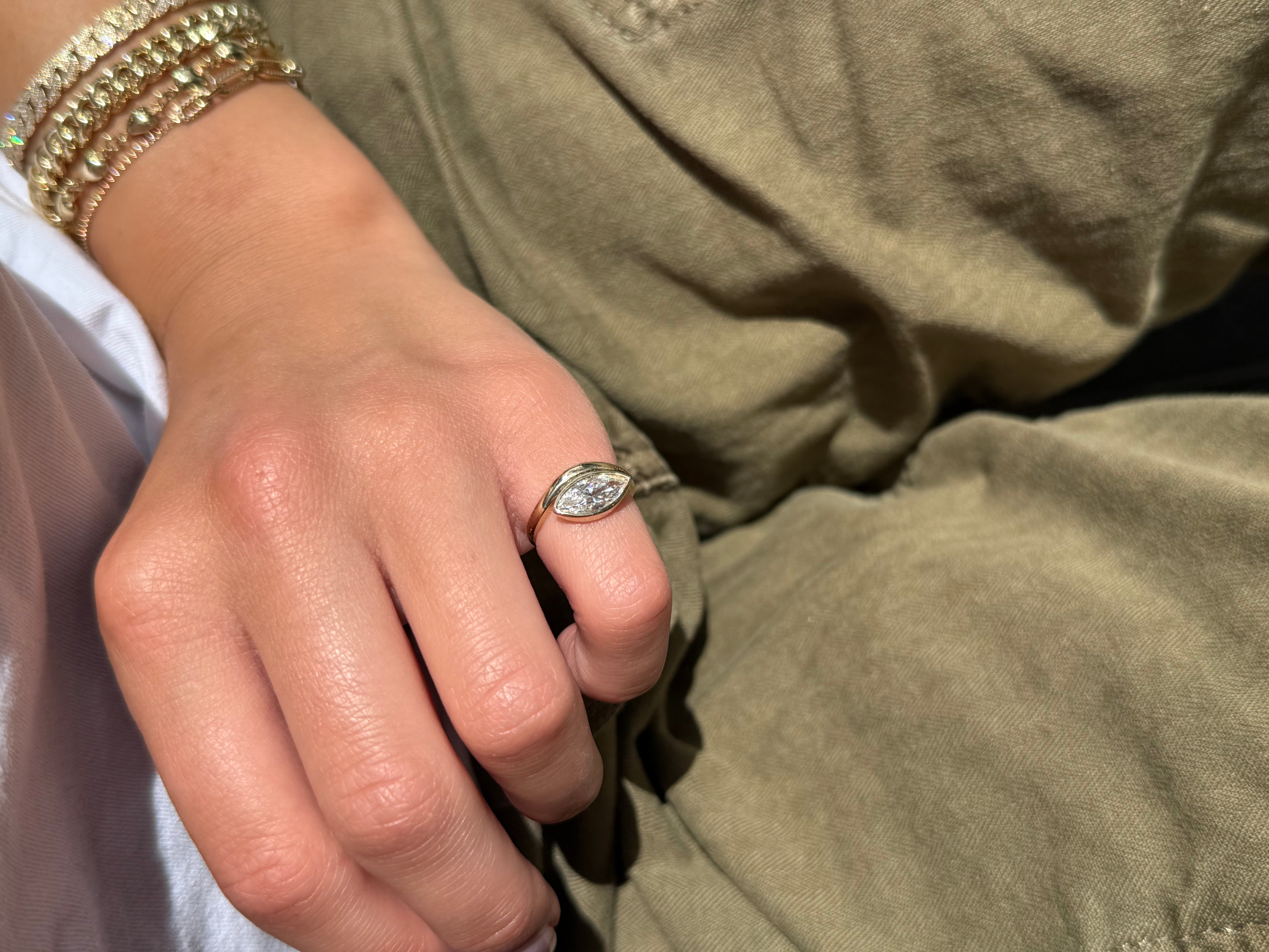 LAB MARQUISE DIAMOND PINKY RING