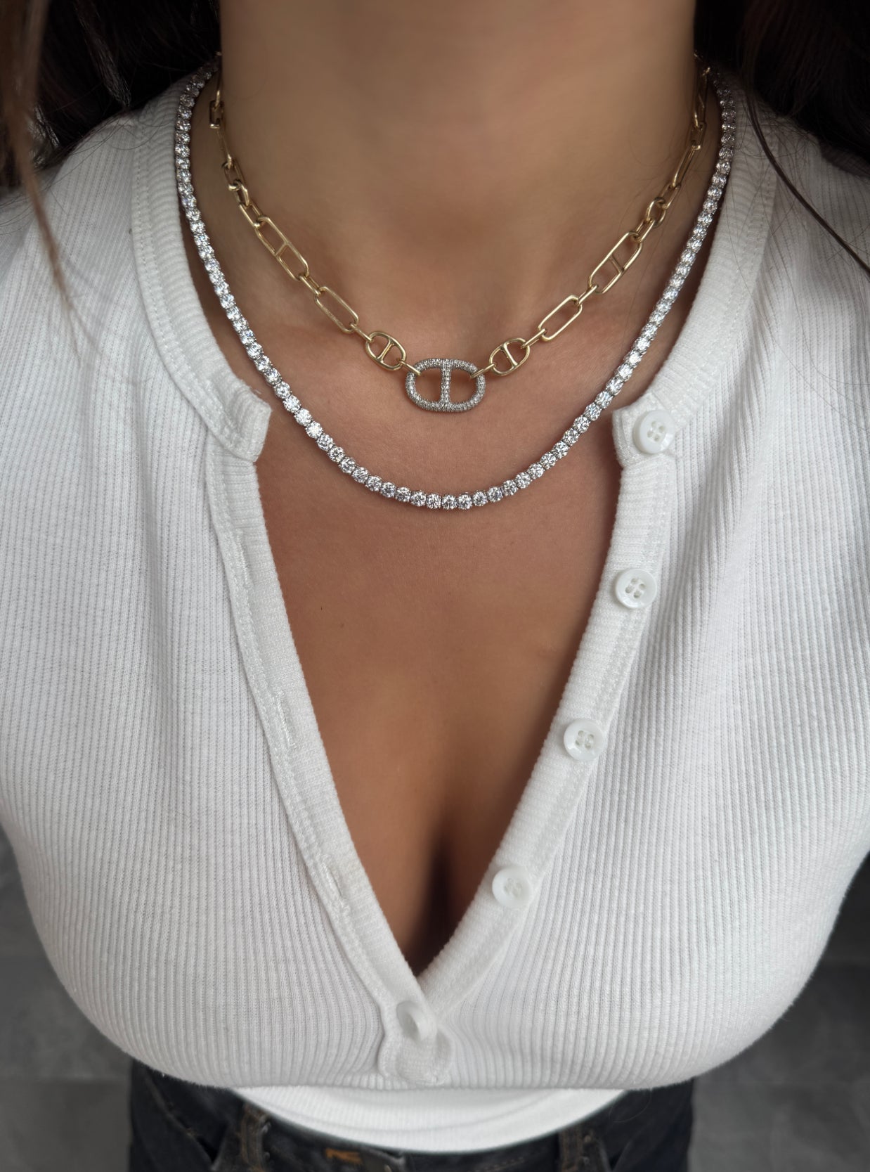 DIAMOND SPLIT LINK CHOKER