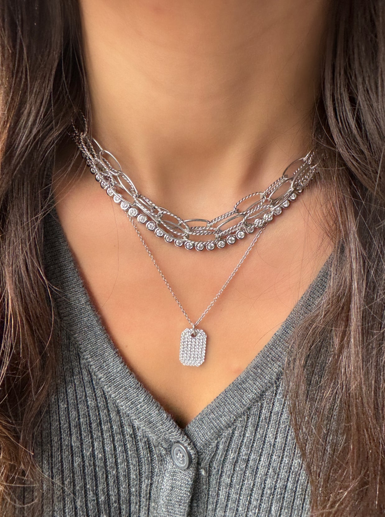 DIAMOND DOG TAG NECKLACE