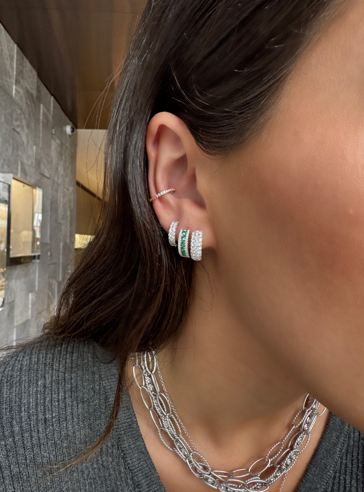 CHUNKY PAVÉ DAIMOND HUGGIES