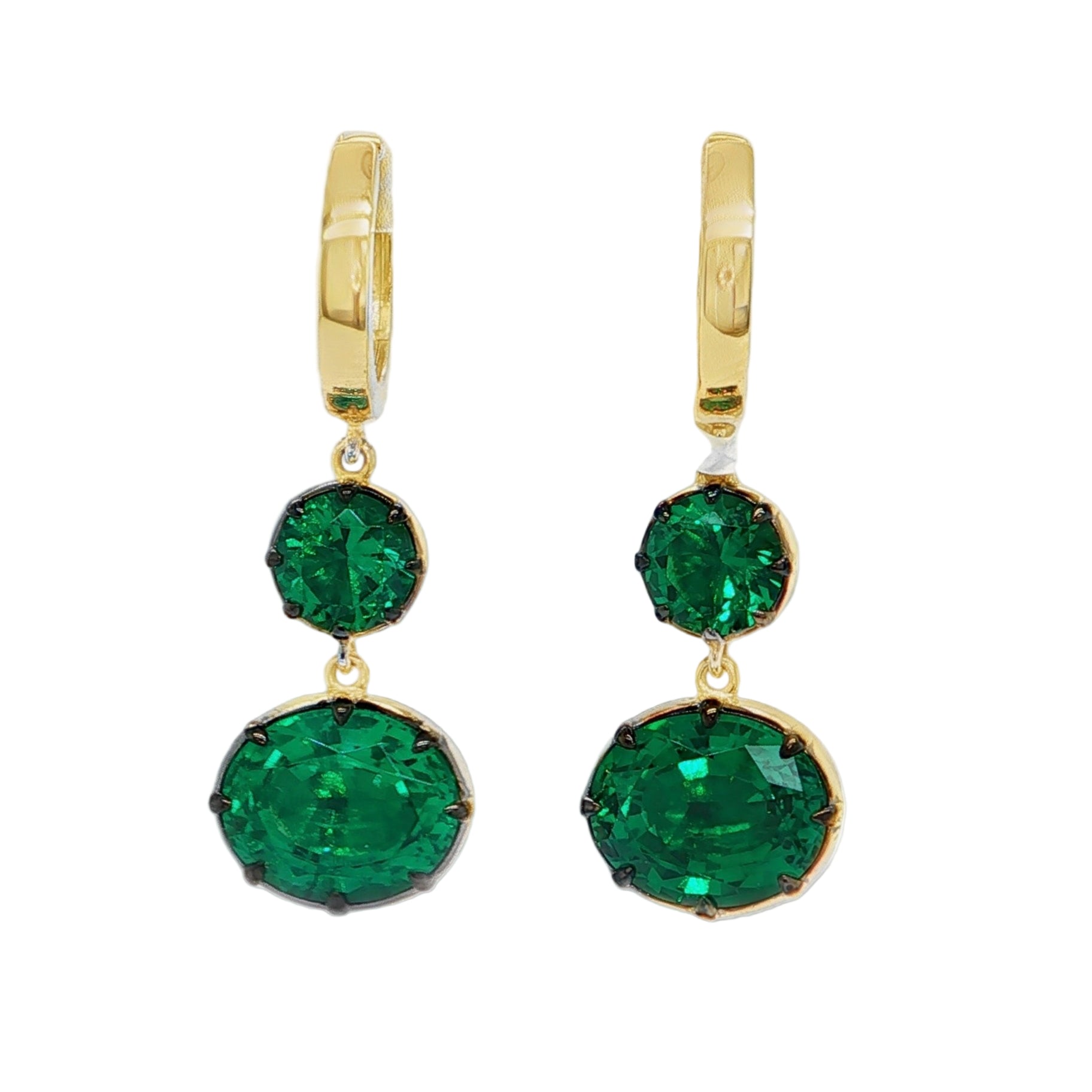 Lab Grown Emerald Dangle Earrings