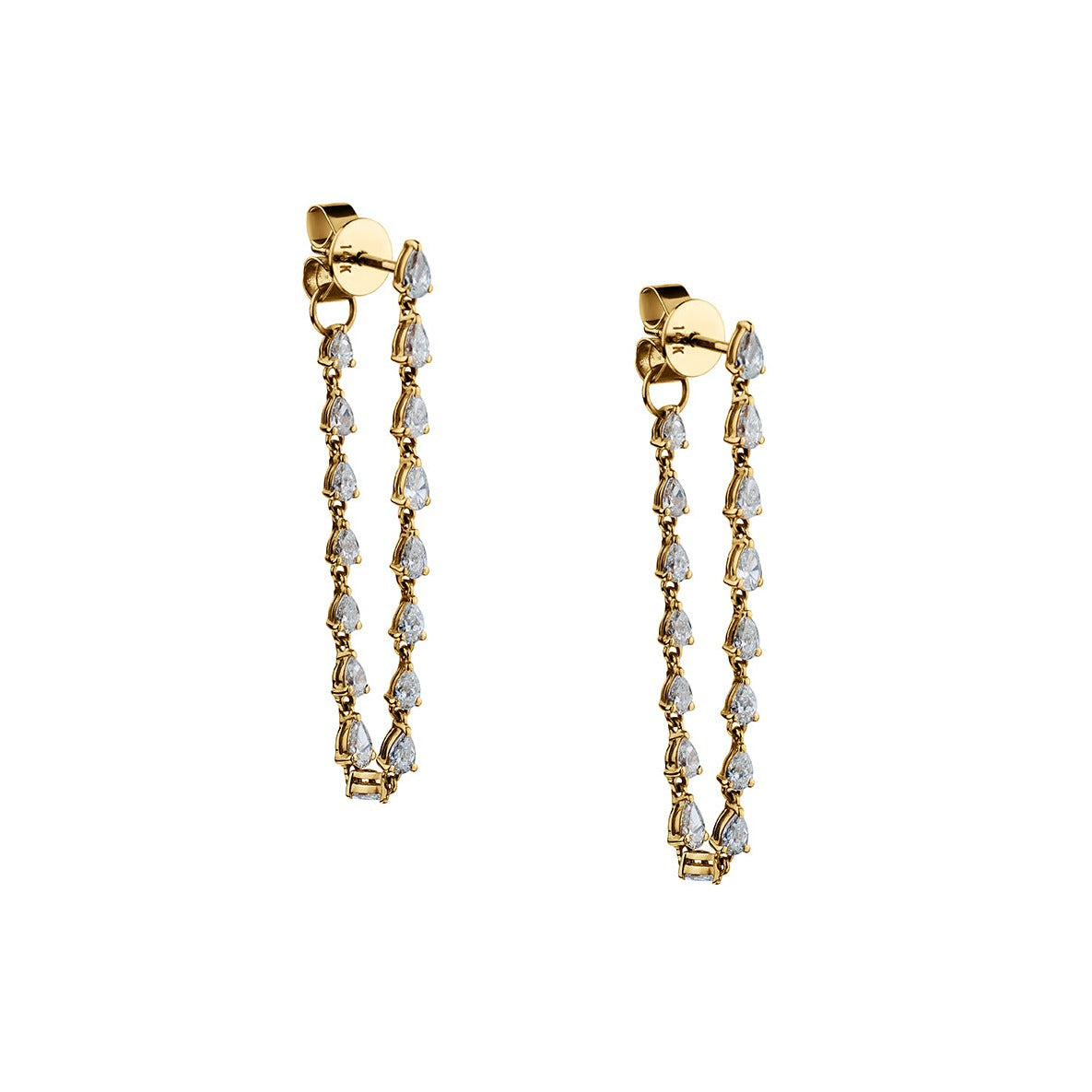 PEAR SHAPED DIAMOND DROP CHAIN EARRINGS