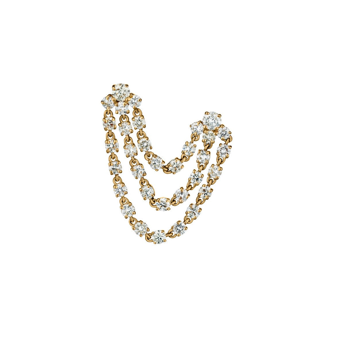 TRIPLE CHAIN LINK SINGLE EARRING