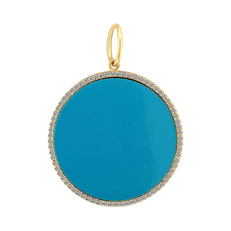 TURQUOISE & DIAMOND DISC CHARM