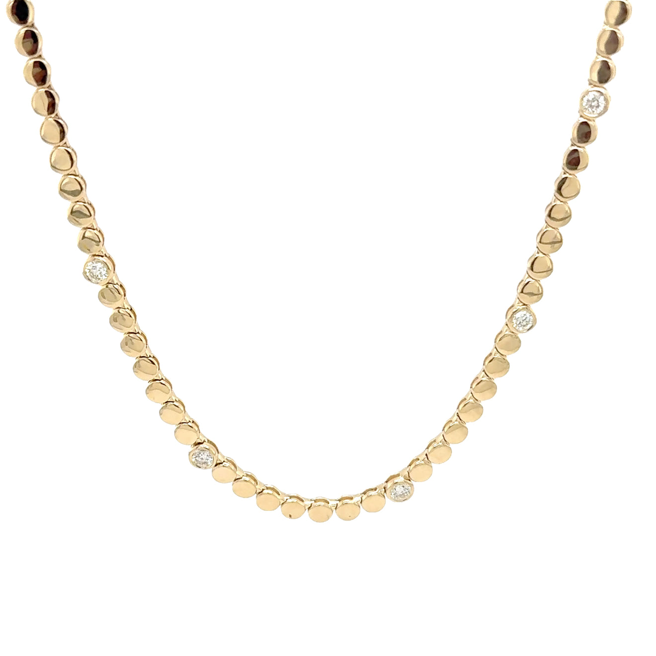 BEZEL SET DIAMOND GOLD LINK NECKLACE