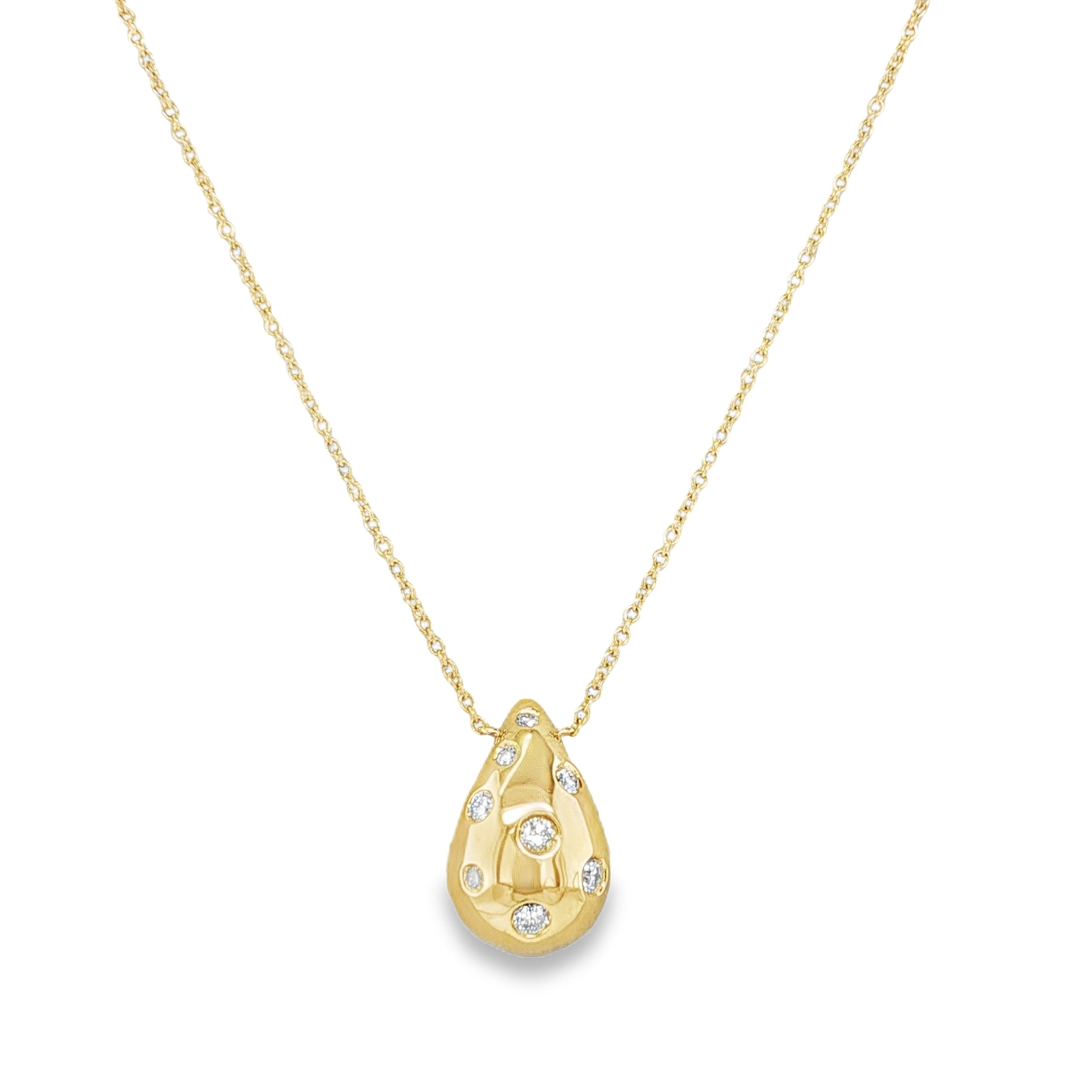 Diamond & Gold Drop Pendant Necklace