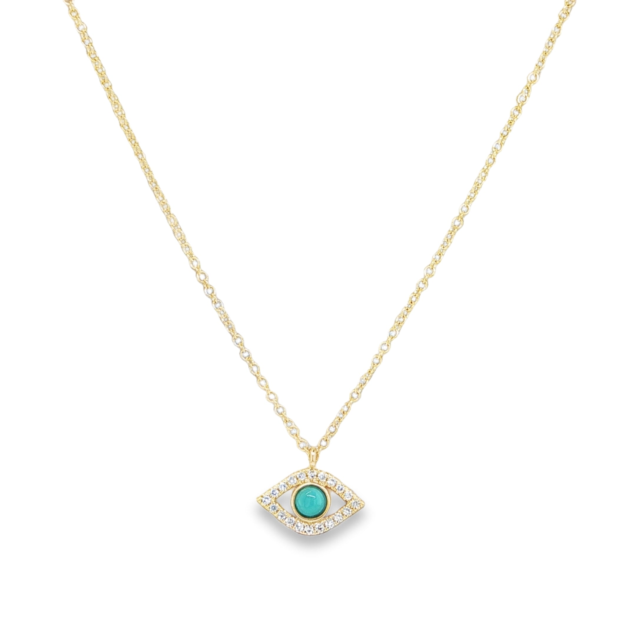 DIAMOND & TURQUOISE EVIL EYE NECKLACE