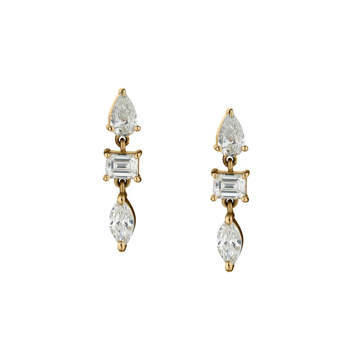 MULTI-SHAPED DIAMOND DROP EARRINGS