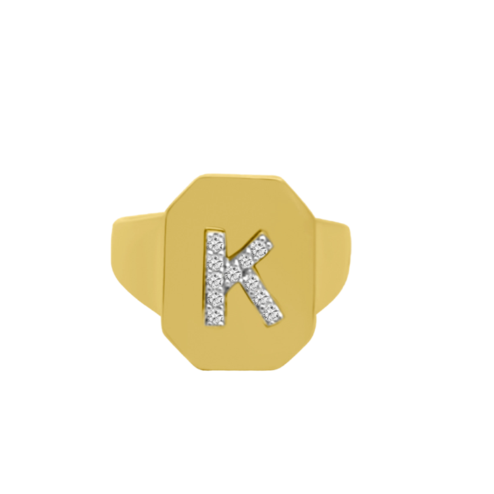 DIAMOND INITIAL PINKY RING
