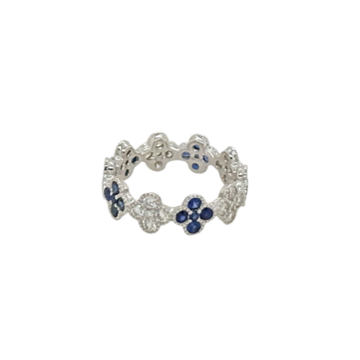 BLUE SAPPHIRE & DIAMOND CLOVER RING