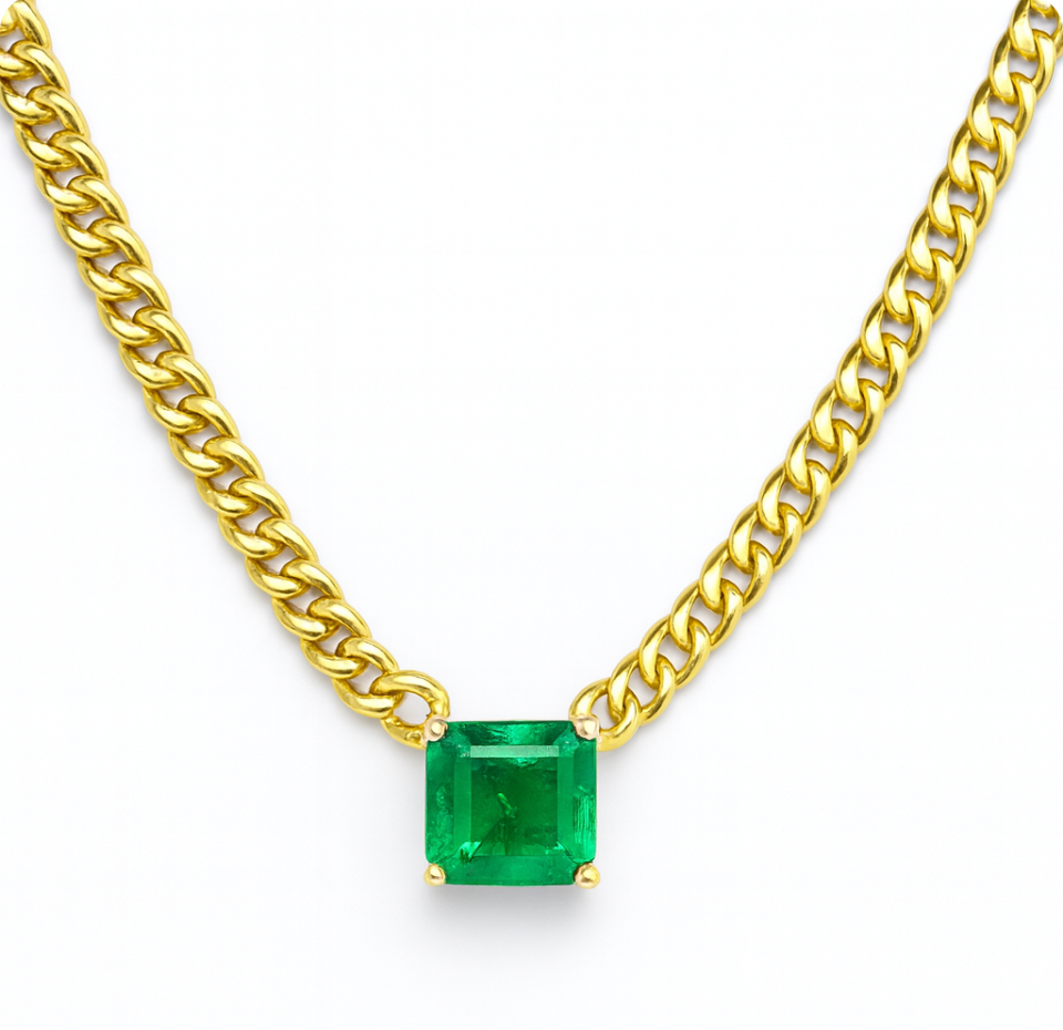 LAB EMERALD SOLITAIRE NECKLACE