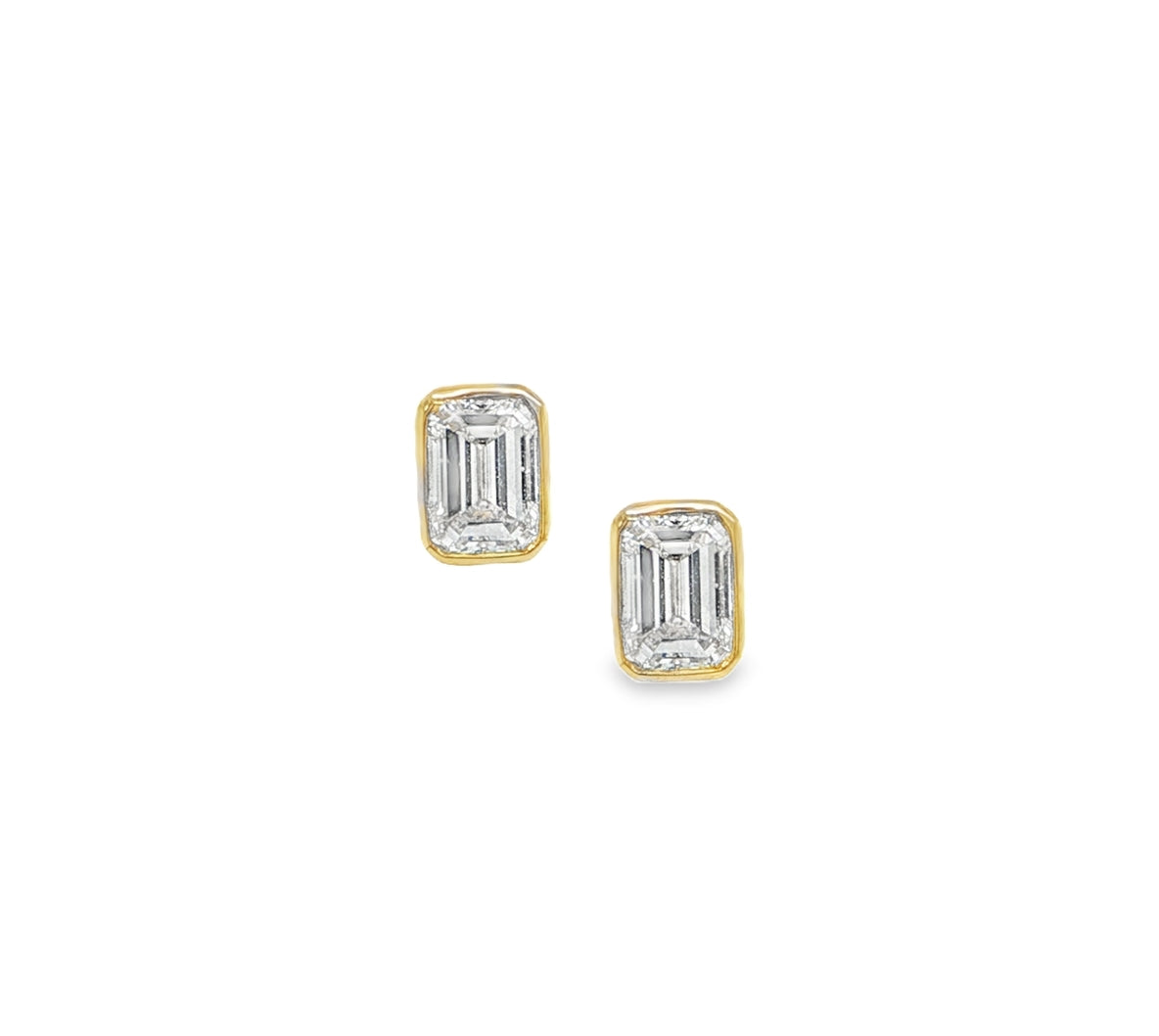 LAB EMERALD CUT DIAMOND STUDS