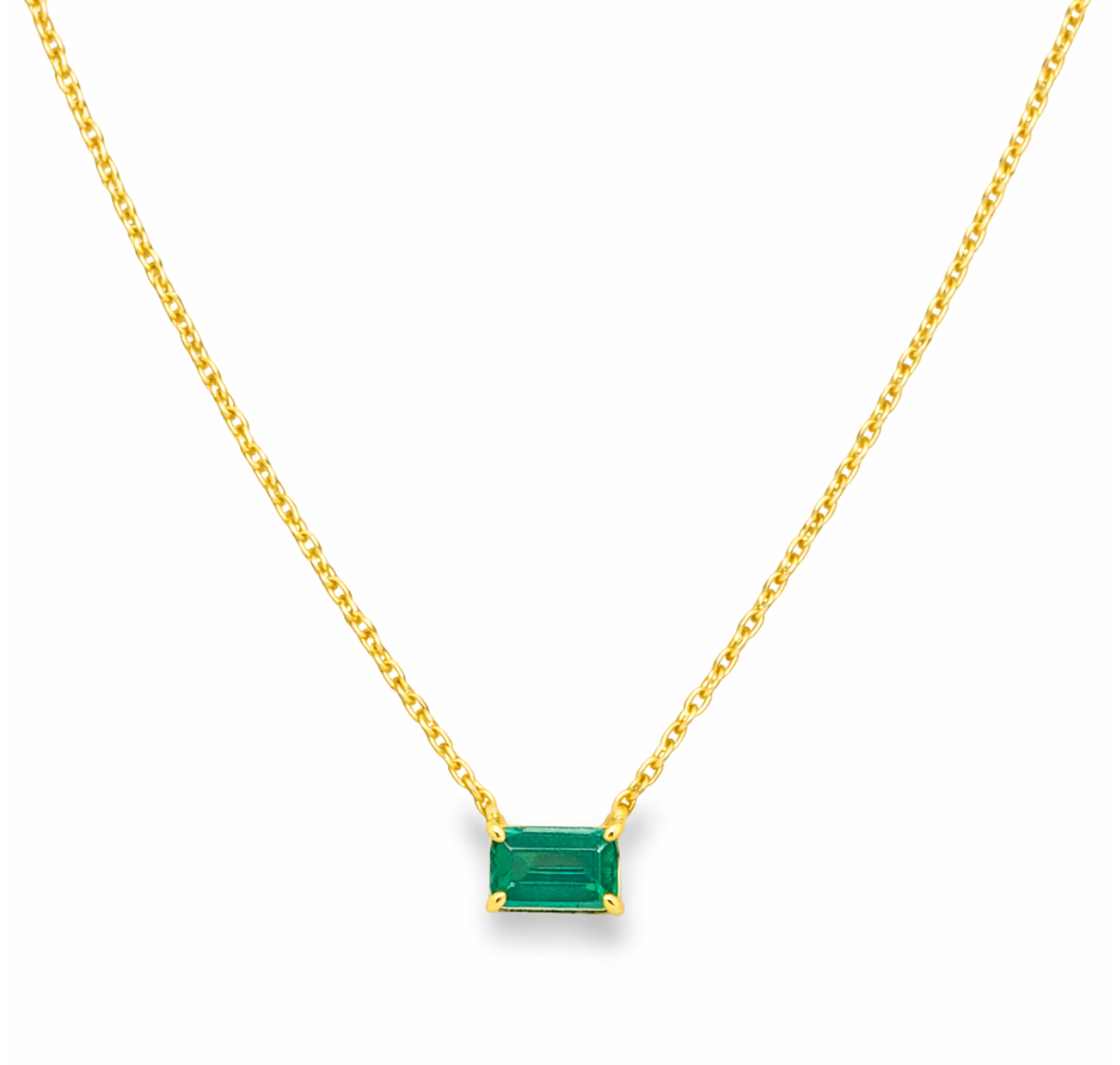 LAB EMERALD SOLITAIRE NECKLACE
