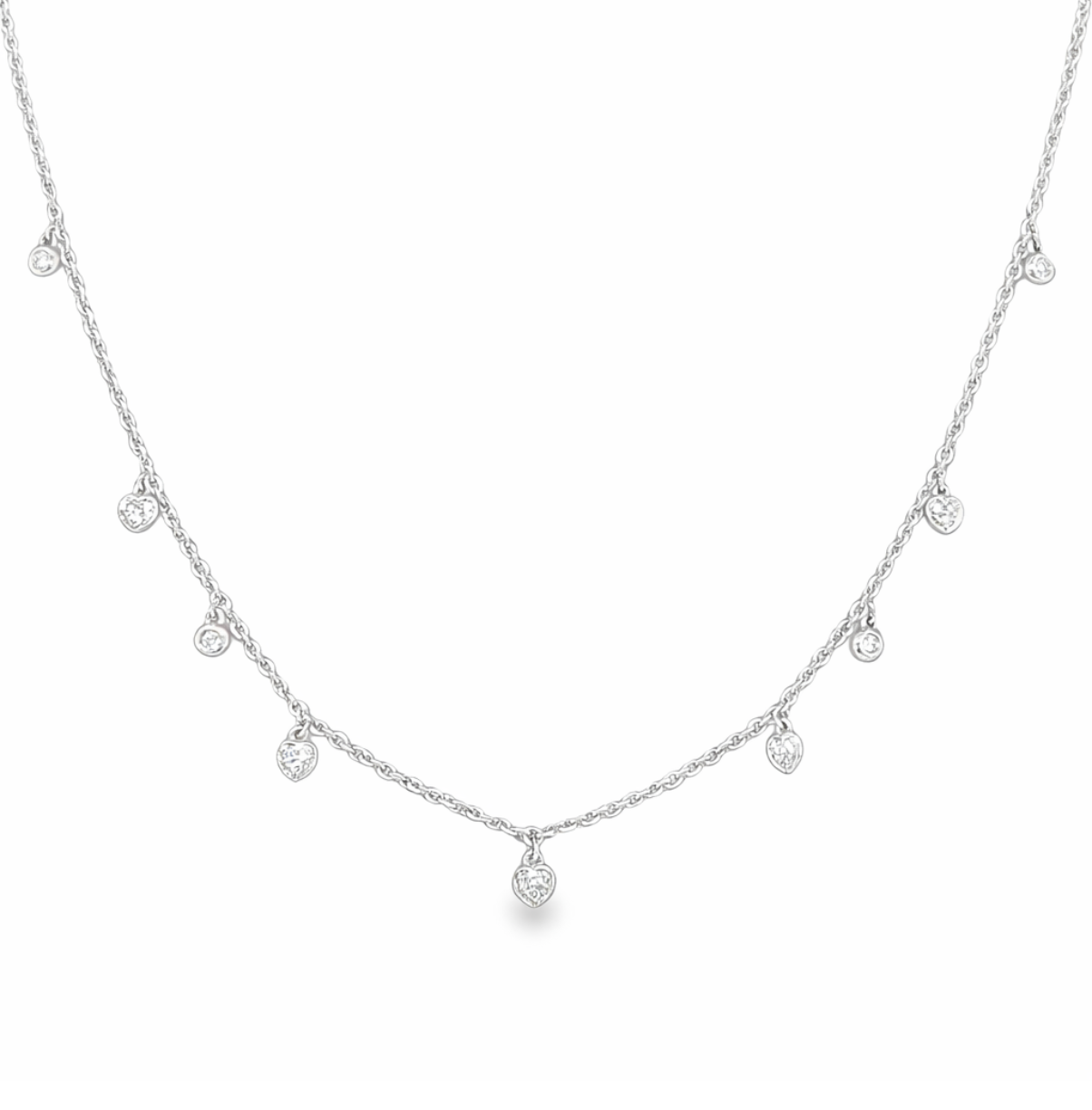 DIAMOND SPRINKLE & HEARTS NECKLACE