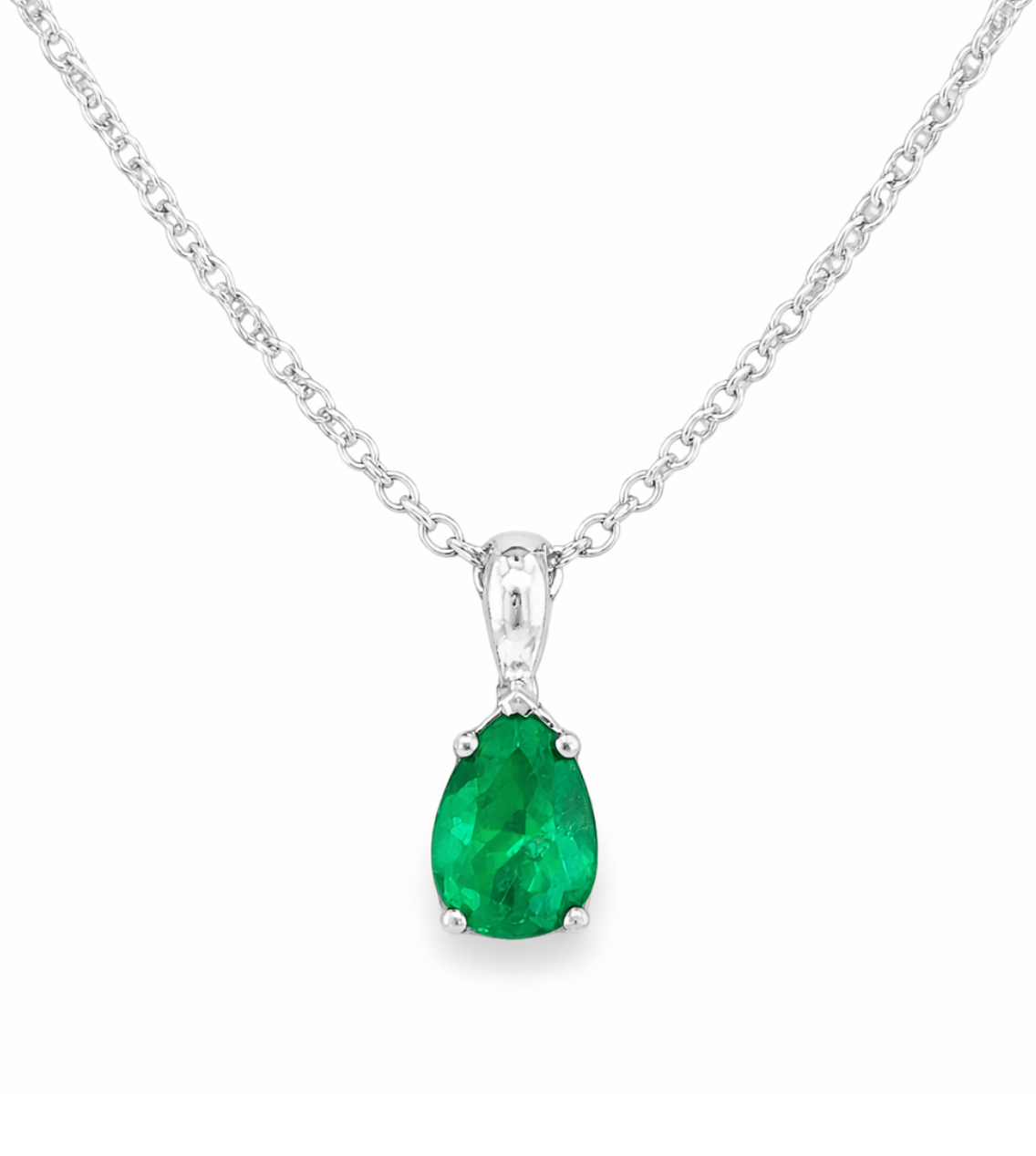 PEAR EMERALD CHARM NECKLACE